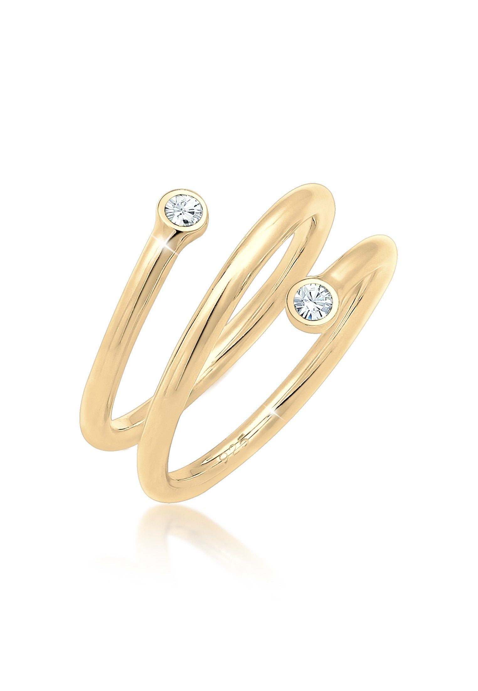 Elli Fingerring Wickelring Geo Kristalle 925 Sterling Silber