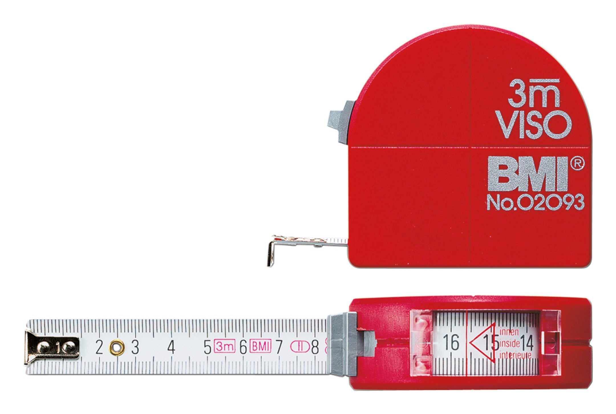 BMI Rollbandmaß, Taschenbandmass mit Sichtfenster 3m x 16 mm mit Zirkel