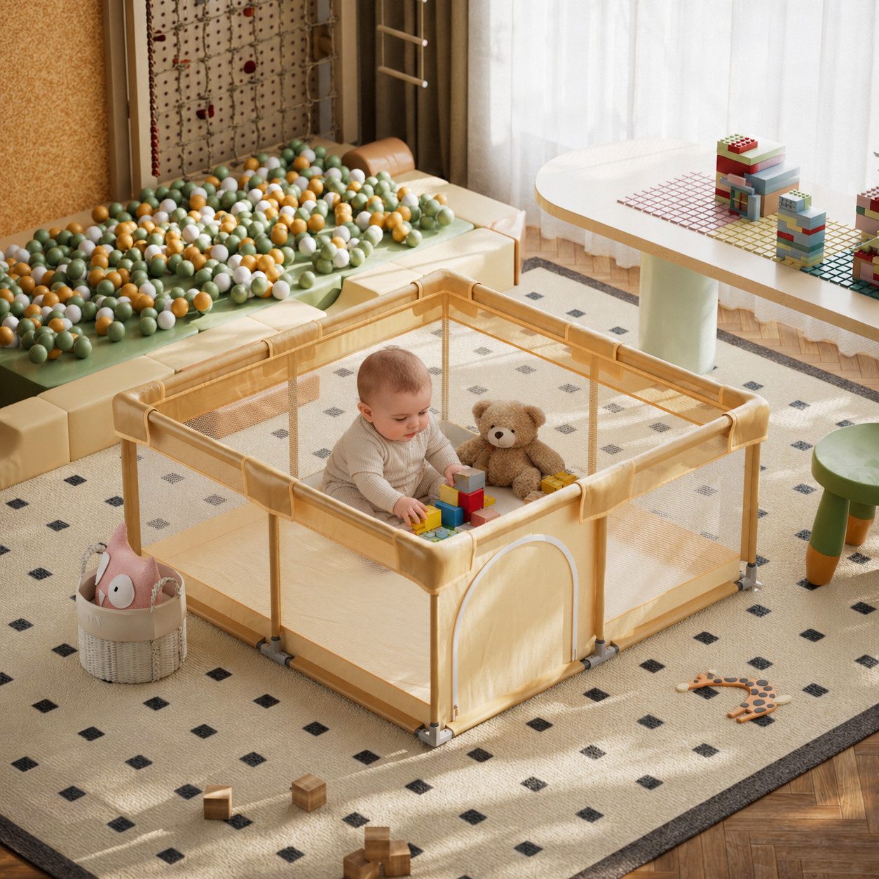 Koonmi Laufgitter Baby-Laufstall, Sicherheitsgitter