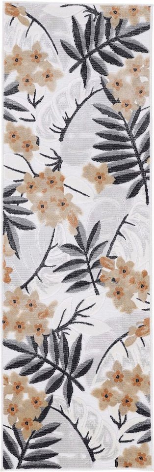Läufer Deja 102, carpetfine, rechteckig, Höhe: 4 mm, robustes Flachgewebe,  Motiv- Floral Palmenblätter, Hoch-Tief Effekt