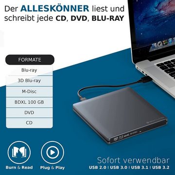 techPulse120 USB 3.1 Typ-C externer M-Disc BDXL DVD CD Blu-ray Brenner Blu-ray-Brenner