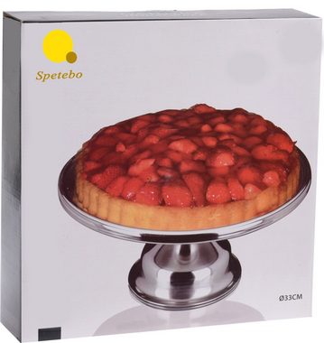 Spetebo Tortenständer Edelstahl Tortenständer mit Fuß - Ø 33 cm, Edelstahl, (Packung, 1-tlg., 1 x Tortenplatte), Metall Servierplatte für Kuchen und Torten
