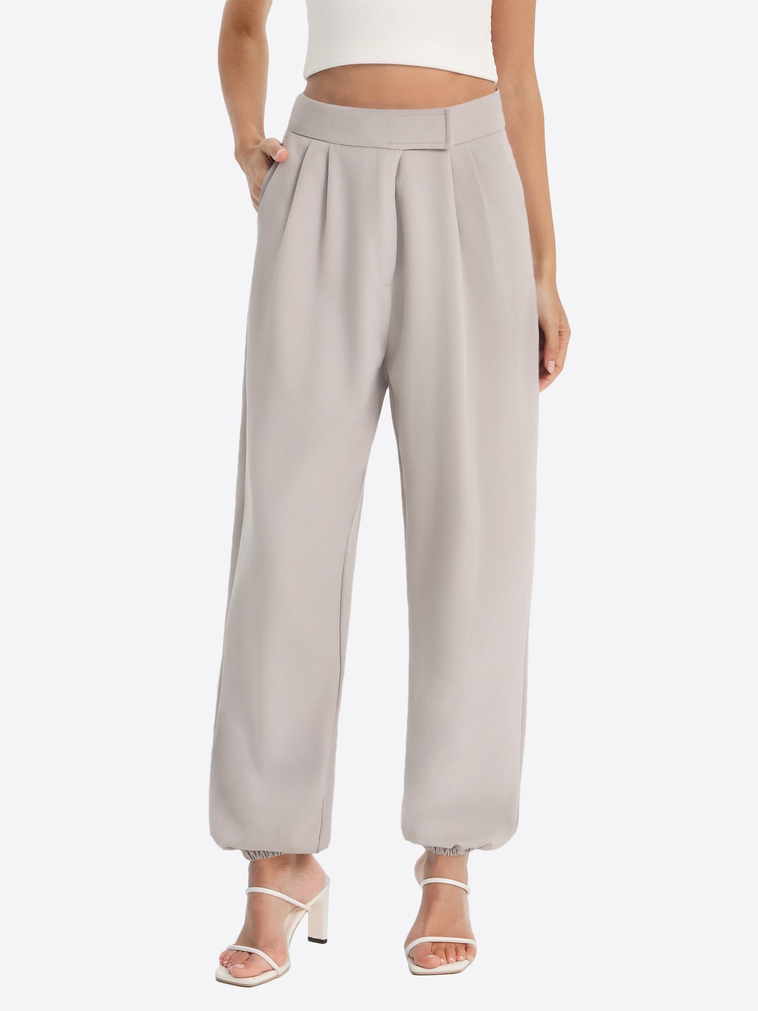 Imily Bela Jogginghose Damen High Waist Weite Hose mit Bündchen (Packung, 1-tlg., 1per-Pack) Eingrifftaschen