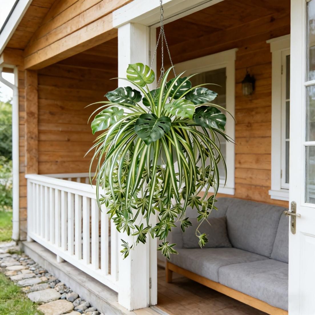 Kunstblumenstrauß Künstliche Hängekorb-Monstera-Pflanzenkombination, Agger – Bild 5 von 5