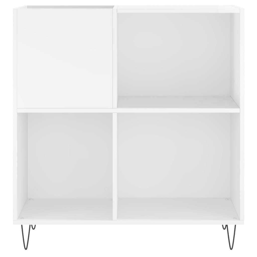 furnicato Media-Regal Plattenschrank 84,5x38x89 cm Hochglanz-Weiß mit Eisenbeinen, 1-tlg., Stabile LP-Regal mit Ablage für Plattenspieler und Wandhalterung