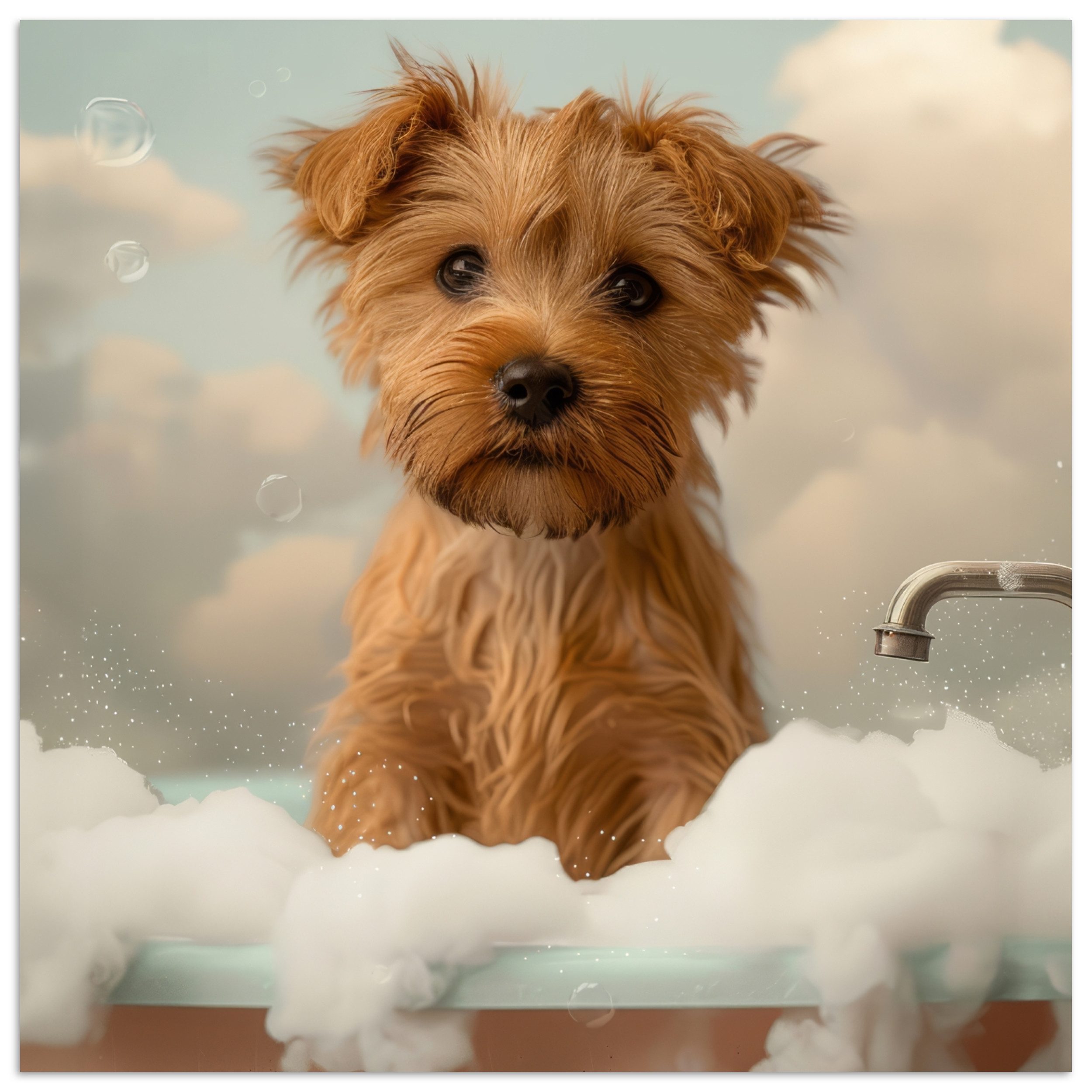 Poster Hund - Bad - Tiere - Schaumstoff