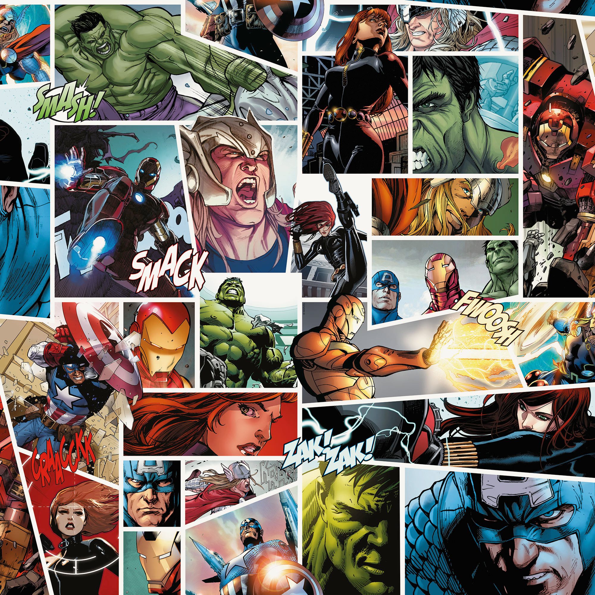 Komar Vliestapete Marvel Comic Panel, glatt, bedruckt, (1 St), Rolle mit 53 x 1005 cm