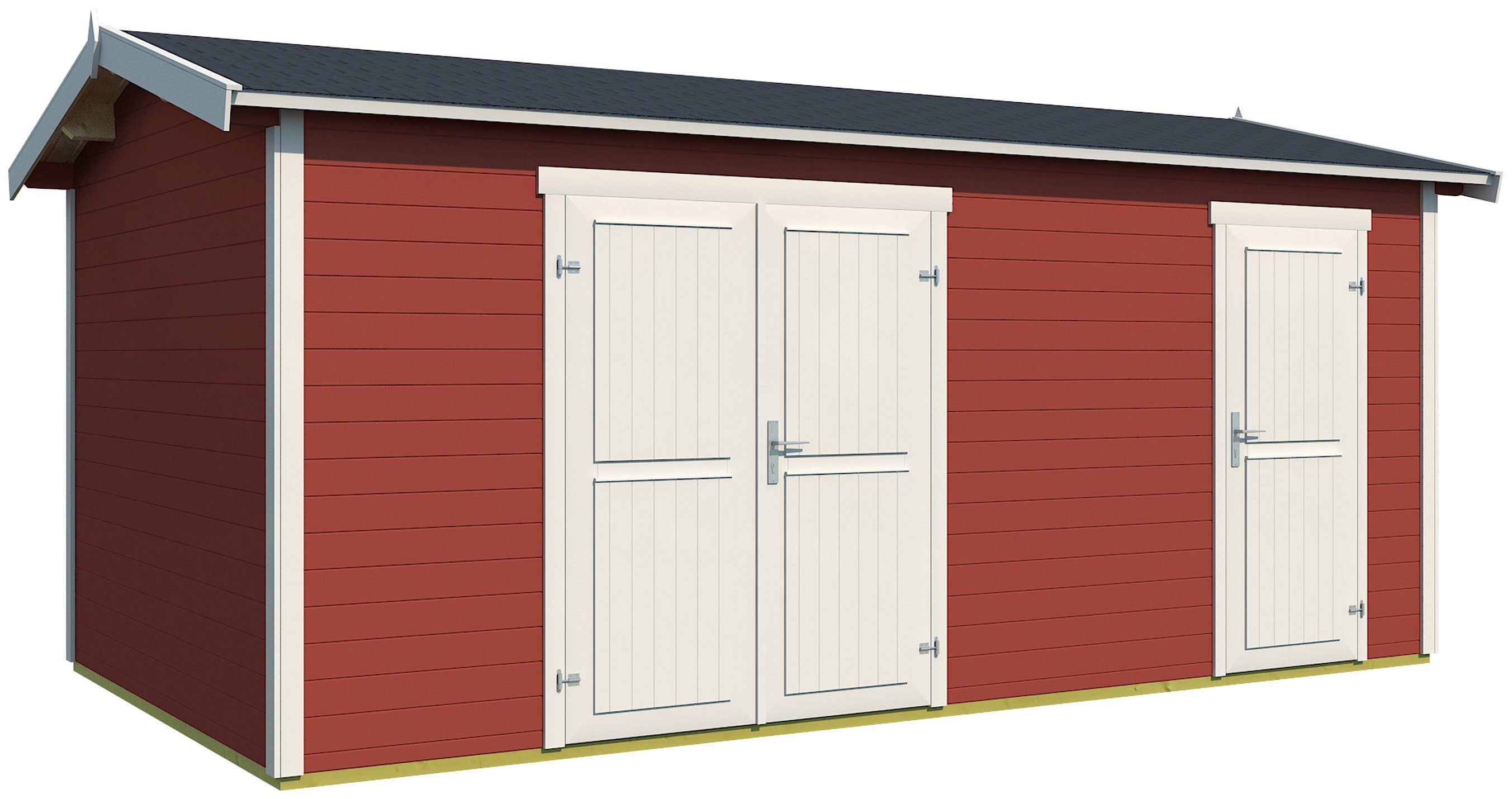 LASITA MAJA Gartenhaus Tuvalu XL, BxT: 540x331 cm, Blochbohlenhaus 28mm 2-Raum, Fundamentmass 5000x3000, Schwedenrot