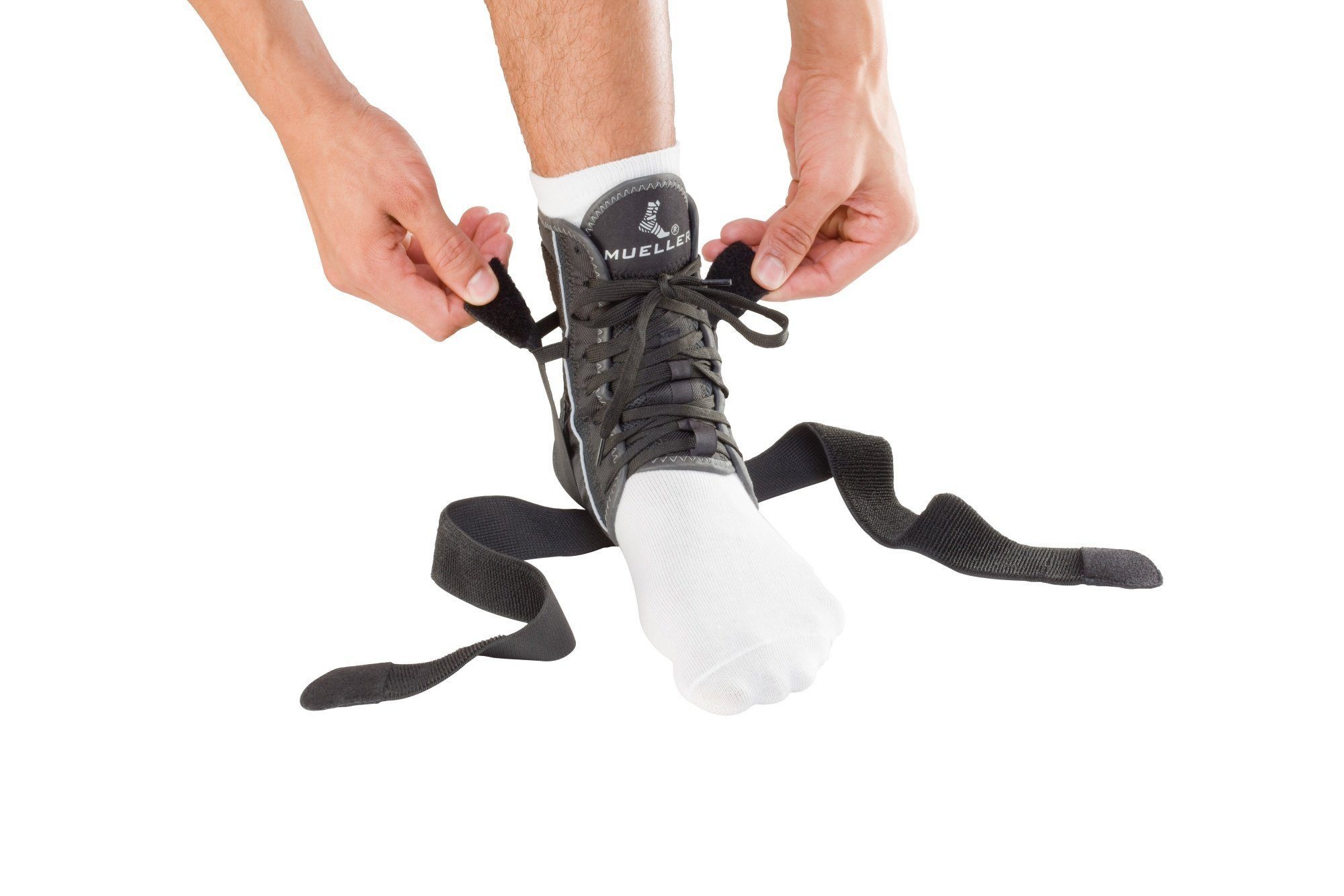Mueller Sports Medicine Sprunggelenkbandage Hg80 Premium Soft Ankle Brace, mit Zügeln
