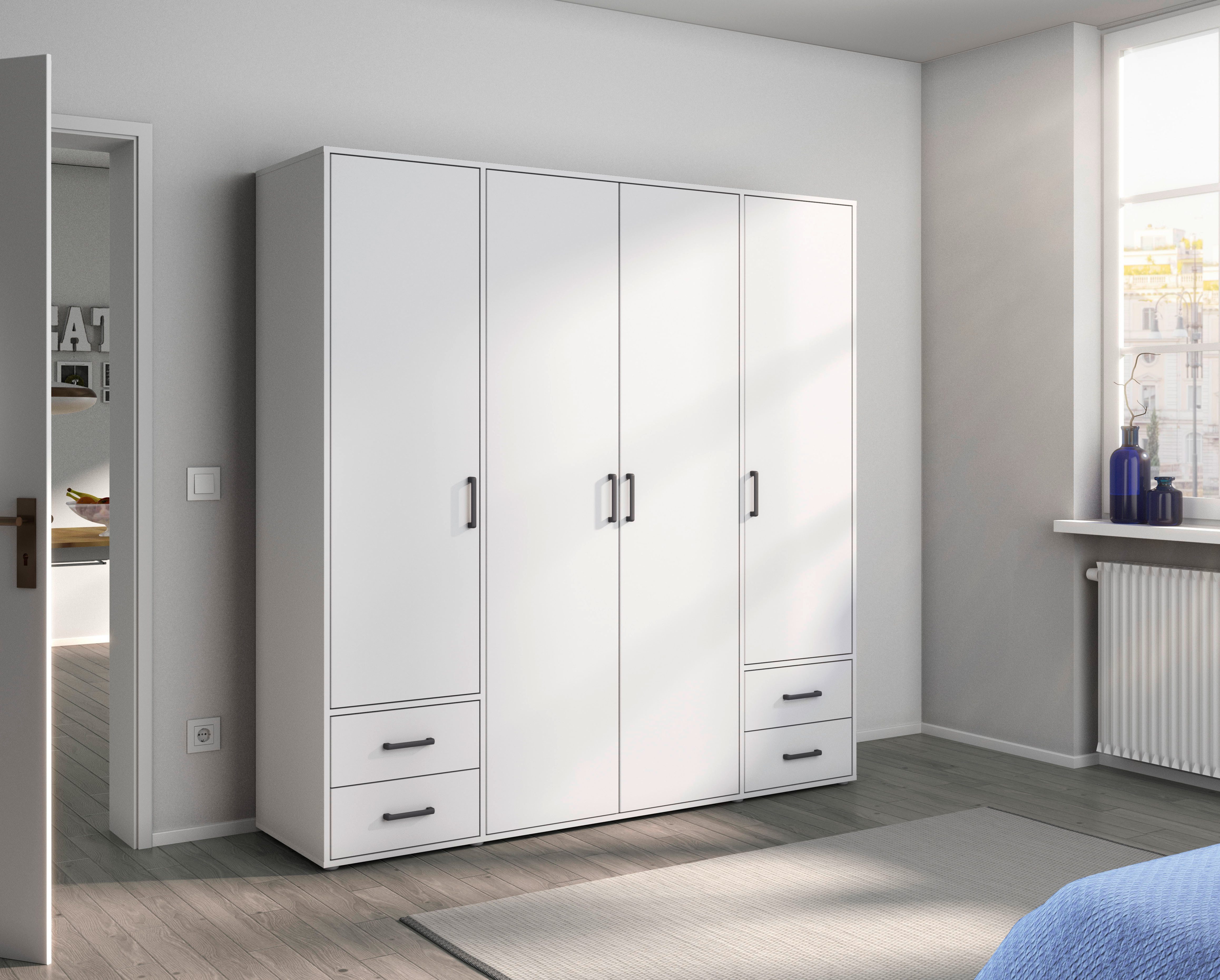 rauch Drehtürenschrank Kleiderschrank Schrank Garderobe Wäscheschrank VOYAGER (in 3 verschiedenen Ausstattungen BASIC/CLASSIC/PREMIUM) mit 2 modernen Griffvarianten, mit Außenschubladen MADE IN GERMANY