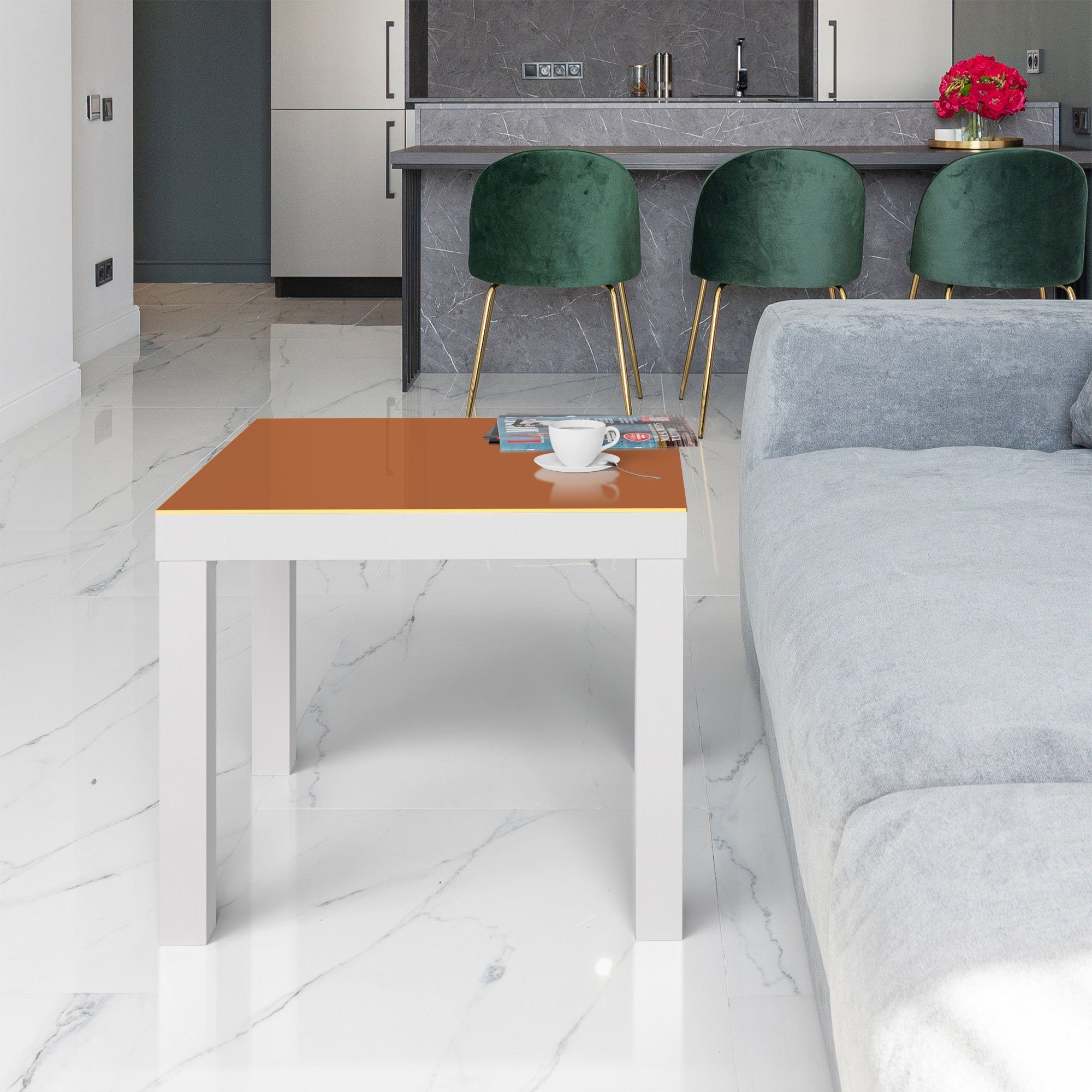 Beistelltisch modern Terrakotta', 'Unifarben - Couchtisch Glas DEQORI Weiß Glastisch