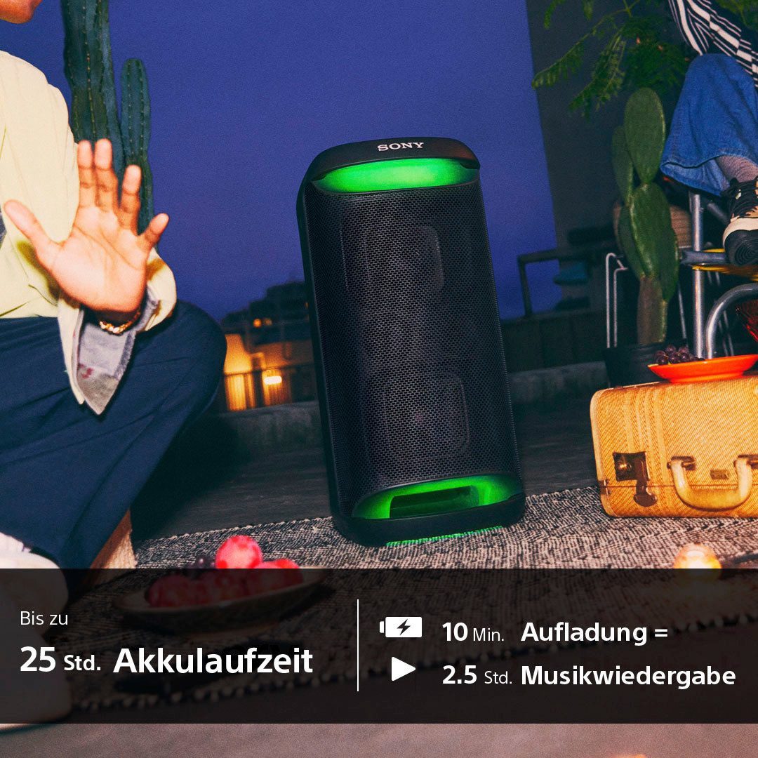 Sony SRS-XV500 Party-Lautsprecher (A2DP Bluetooth, AVRCP Bluetooth, 25 Std. Akku, tragbar, für drinnen + draußen, IPX4-Bewertung)