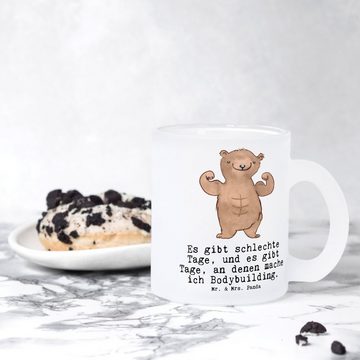 Mr. & Mrs. Panda Teeglas Bär Bodybuilding - Transparent - Geschenk, Teetasse aus Glas, Sportar, Premium Glas, Außerordentliches Design