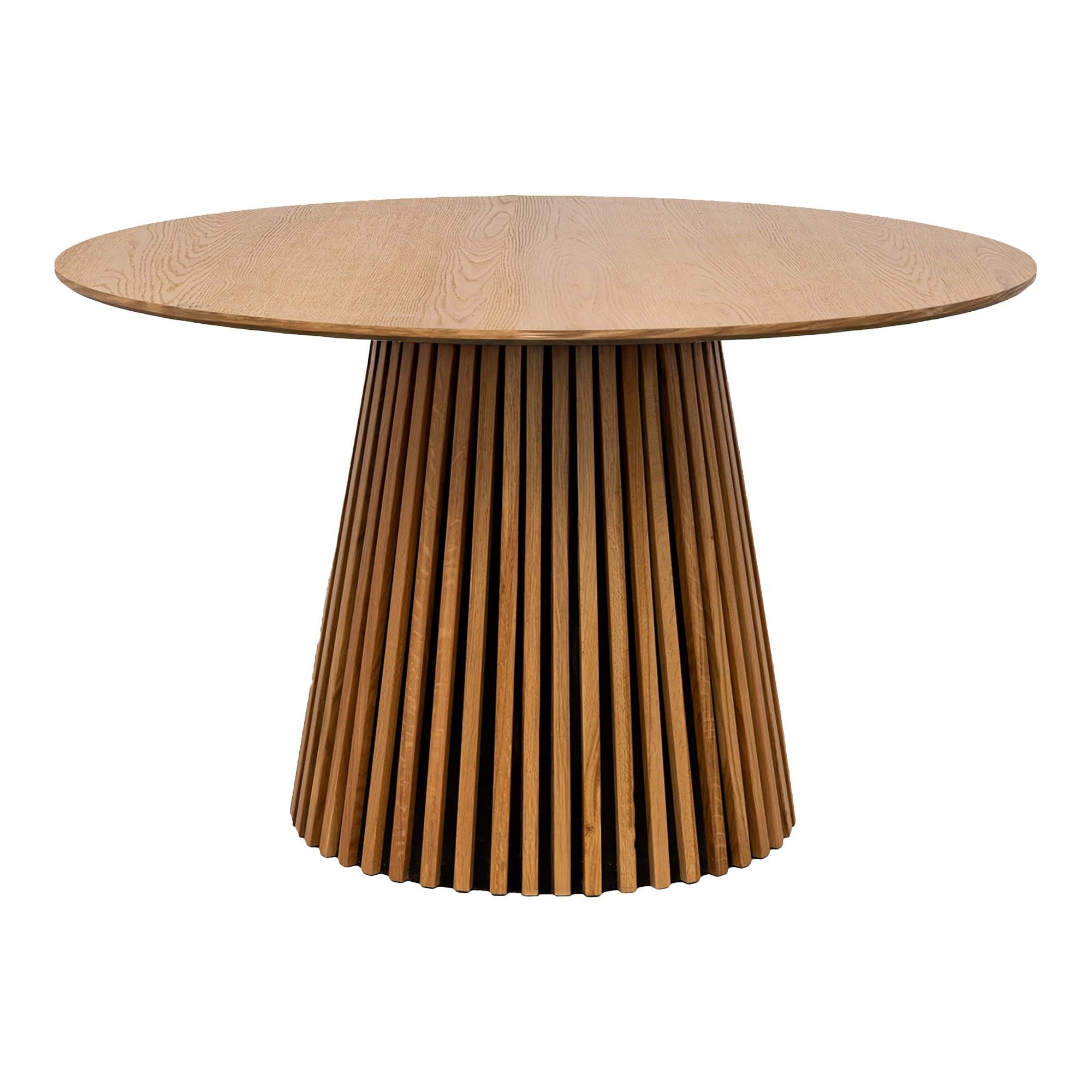 freiraum Kulissen-Esstisch Osaka, rund, Lamelle, in Eiche furniert natur geölt - 75x120 (HxD)