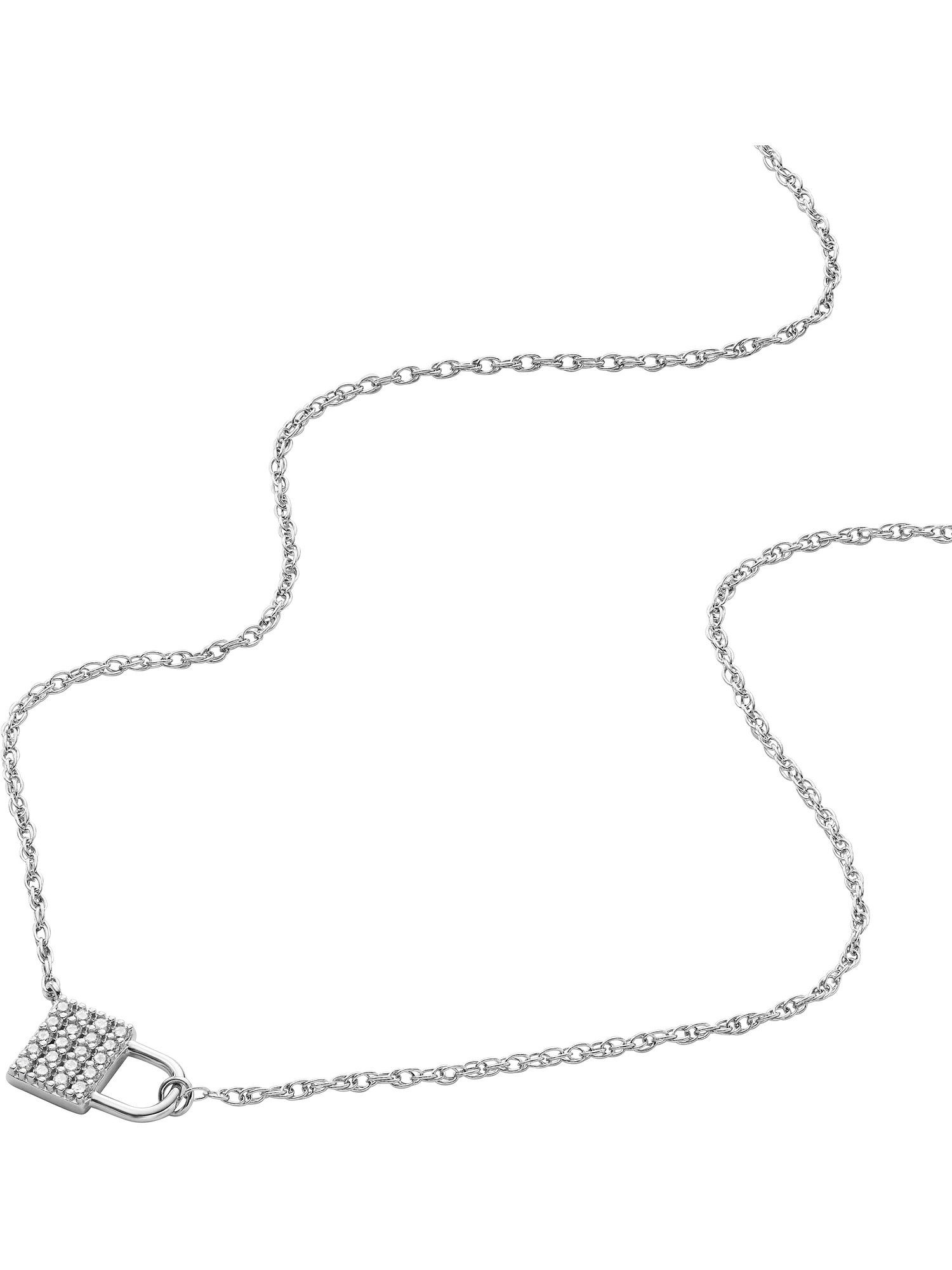 Fossil Collier Fossil Damen-Kette 925er Silber Zirkonia