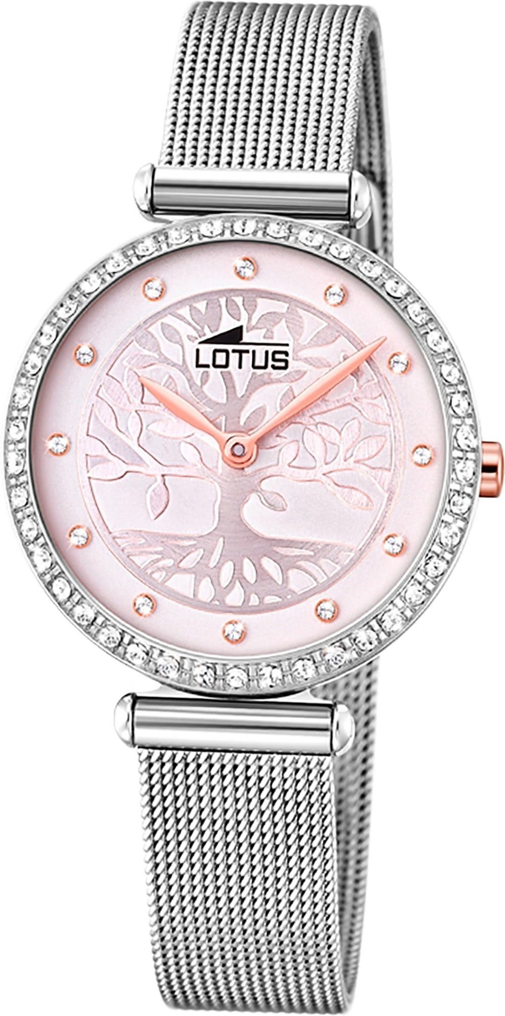 Lotus Quarzuhr LOTUS Edelstahl Damen Uhr 18709/2, Damenuhr mit Edelstahlarmband, rundes Gehäuse, klein (ca. 29mm), Fashi