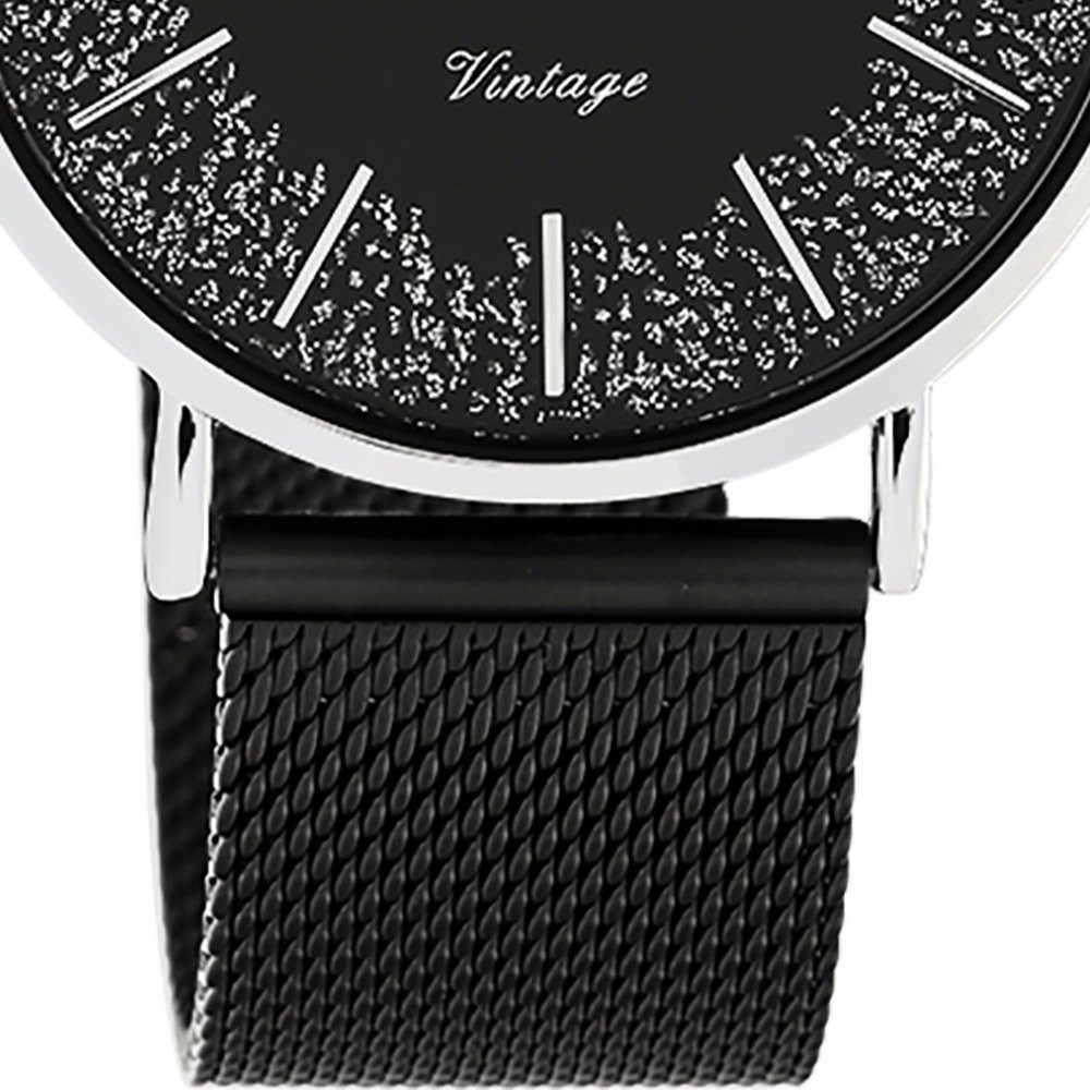 OOZOO Quarzuhr Oozoo Damen Armbanduhr schwarz Analog, (Analoguhr), Damenuhr rund, groß (ca. 40mm) Edelstahlarmband, Casual-Style