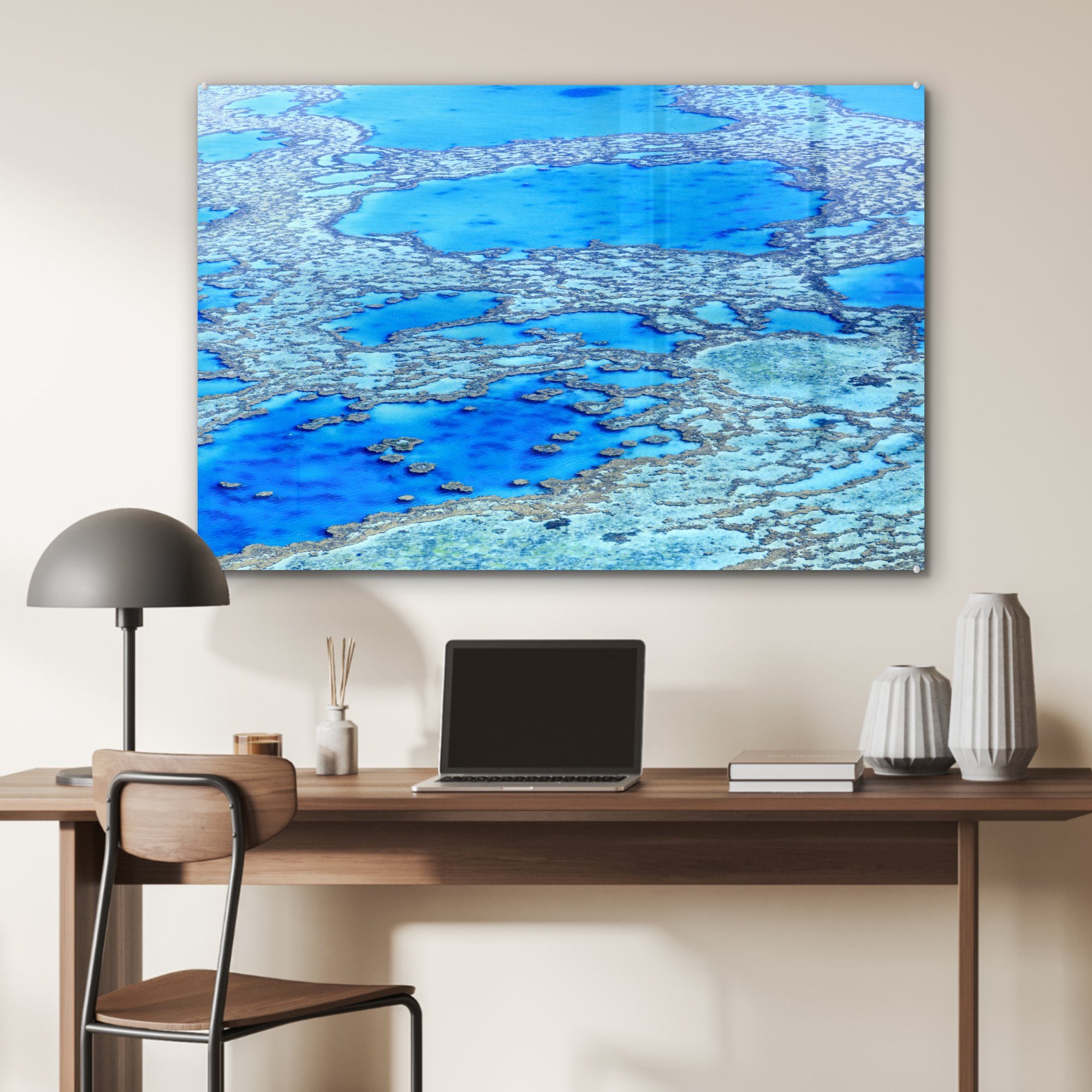 an Whitsunday in, Ein Acrylglasbilder Reef Schlafzimmer Islands Great der Küste (1 Barrier MuchoWow der Acrylglasbild & Wohnzimmer St),