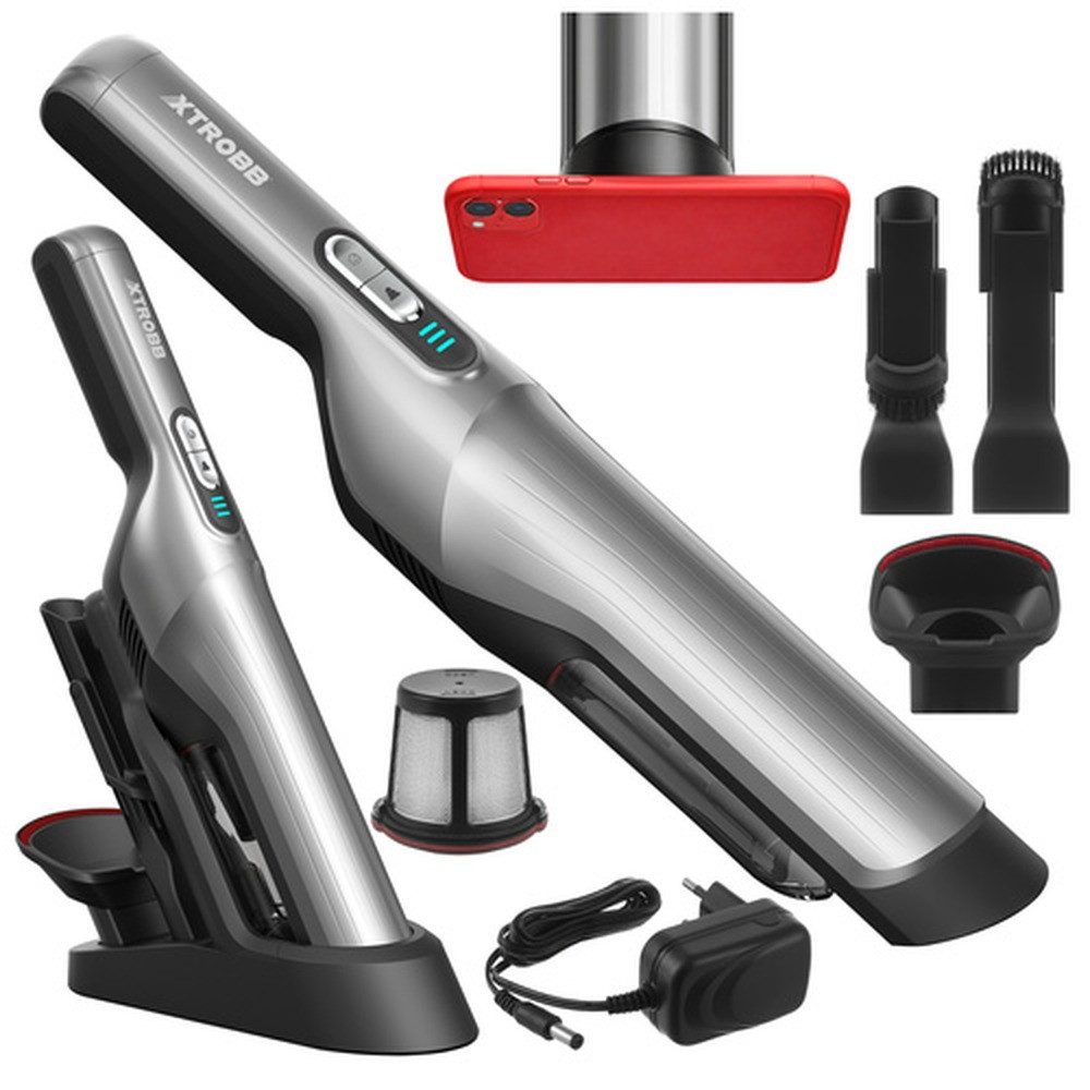 XTROBB Handstaubsauger Akku-Autostaubsauger Kompaktstaubsauger, 100 W, mit Beutel, Bürstenlos, leise und langlebig für konstante Leistung