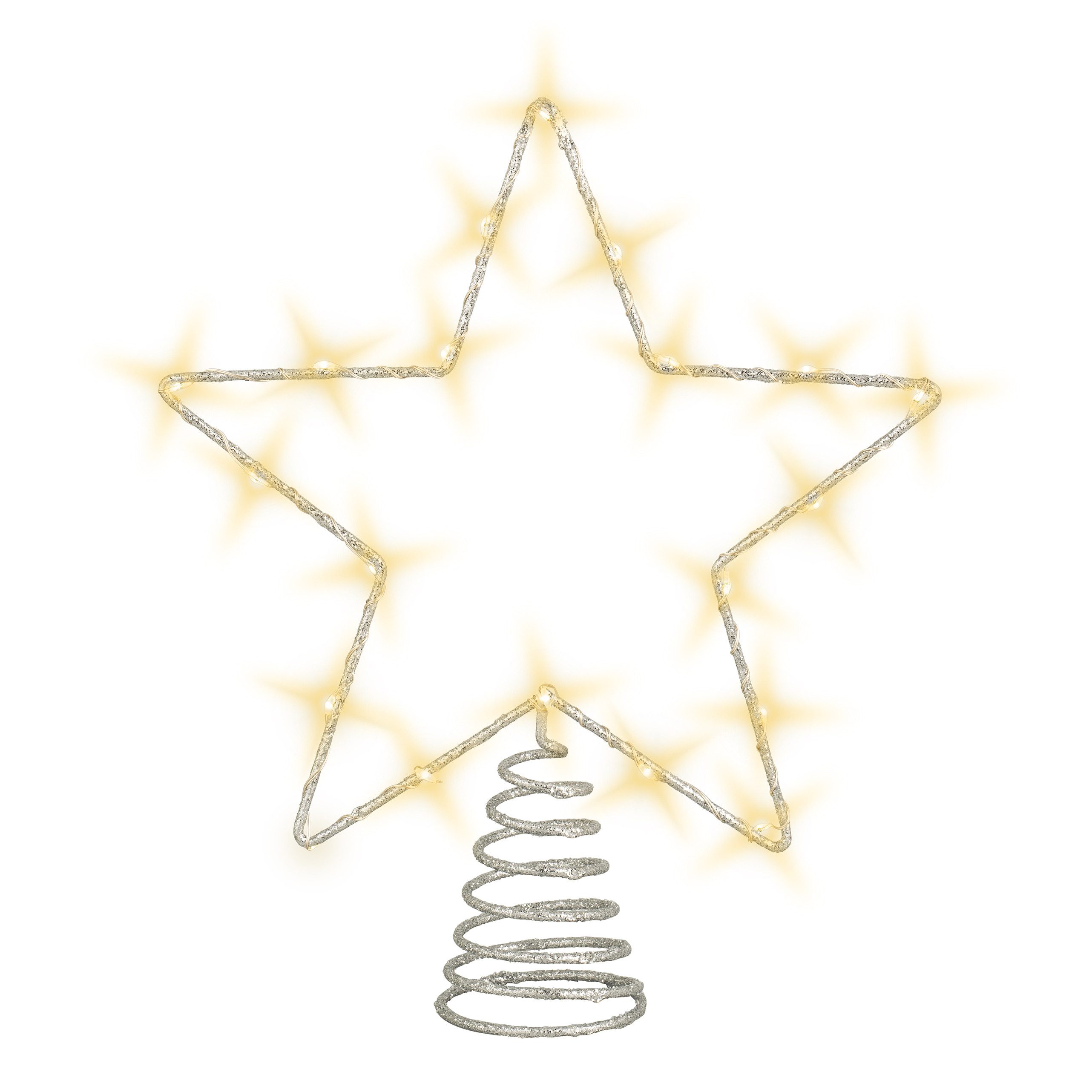 Spetebo LED Dekofigur Weihnachtsbaum Spitze 27 cm, mit Timer, LED fest integriert, warm weiß, mit Timer Funktion