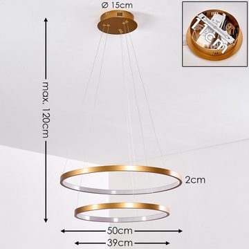 hofstein Hängeleuchte »Morrea« moderne Hängelampe in Gold, m. verstellbaren Ringen, 3000 Kelvin, Höhe max. 120cm, 46 Watt, 4828 Lumen