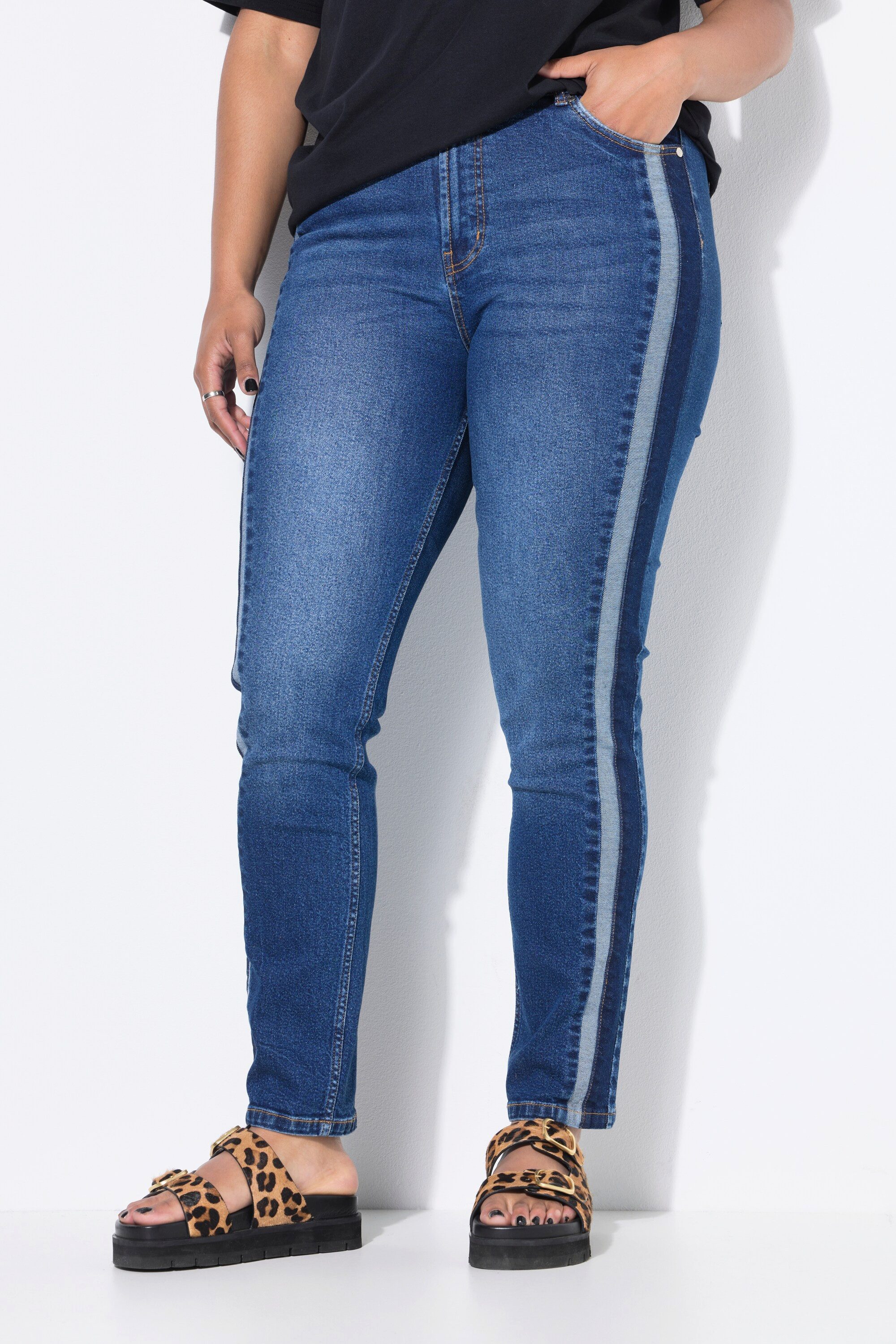 Studio Untold Röhrenjeans Mom-Jeans doppelter Seitenstreifen 5-Pocket günstig online kaufen