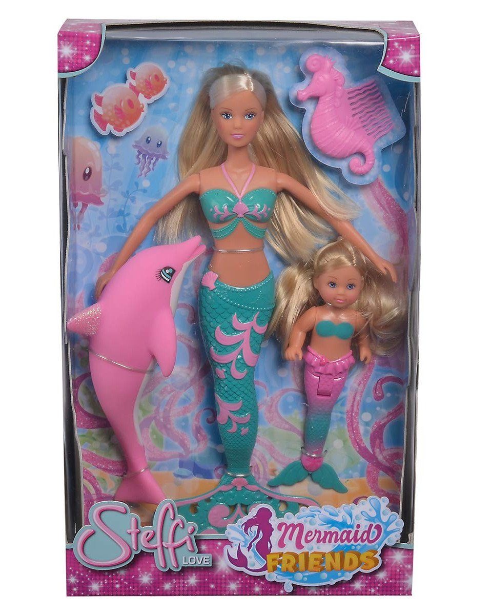 Anziehpuppe Simba 105733336 - Steffi Love Mermaid Friends, Meerjungfrau mit Fre...