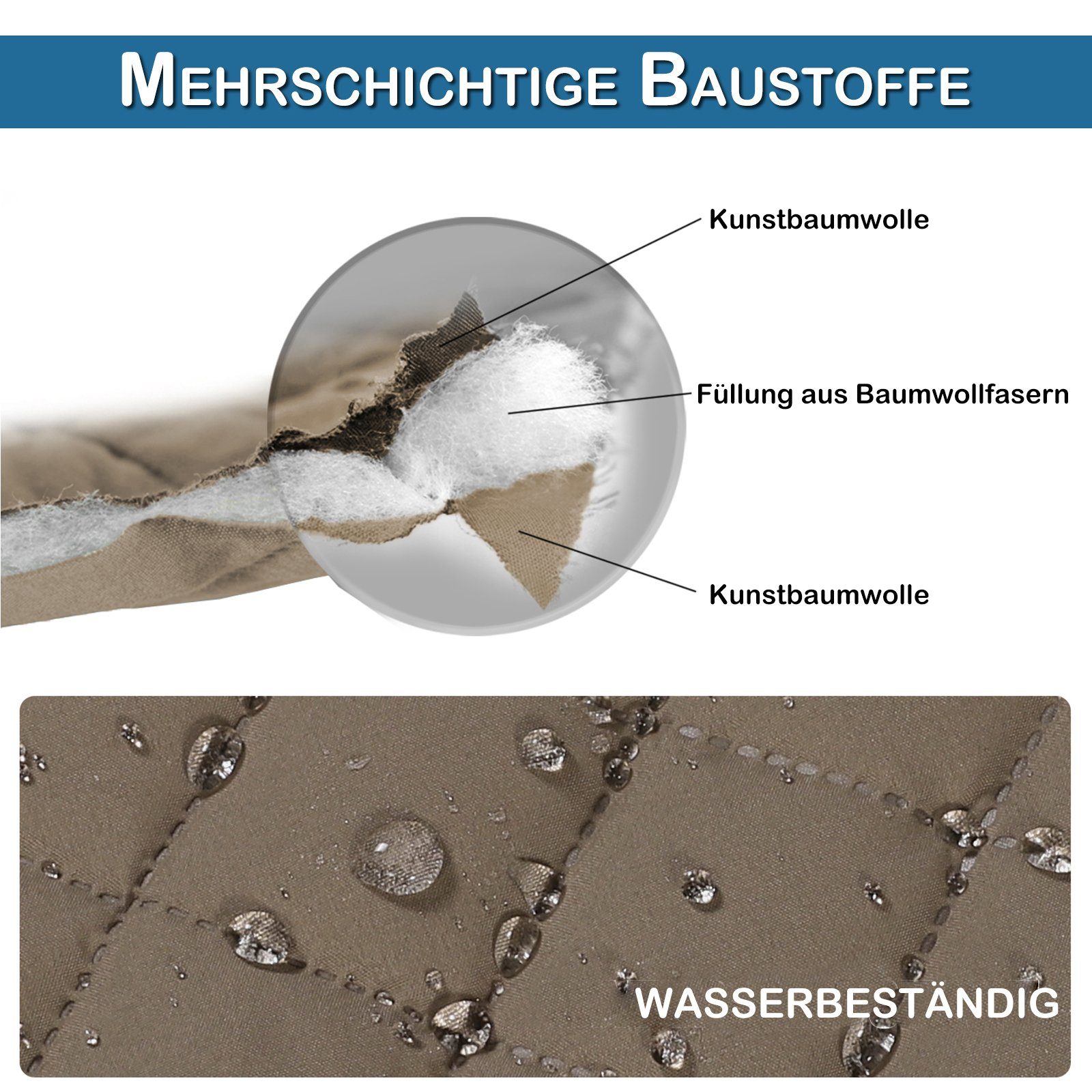 Taupe gesteppt, Sofaabdeckung, für Sofahusse Rosnek, wasserabweisend, Haustiermatte L-förmige Doppelseitig,