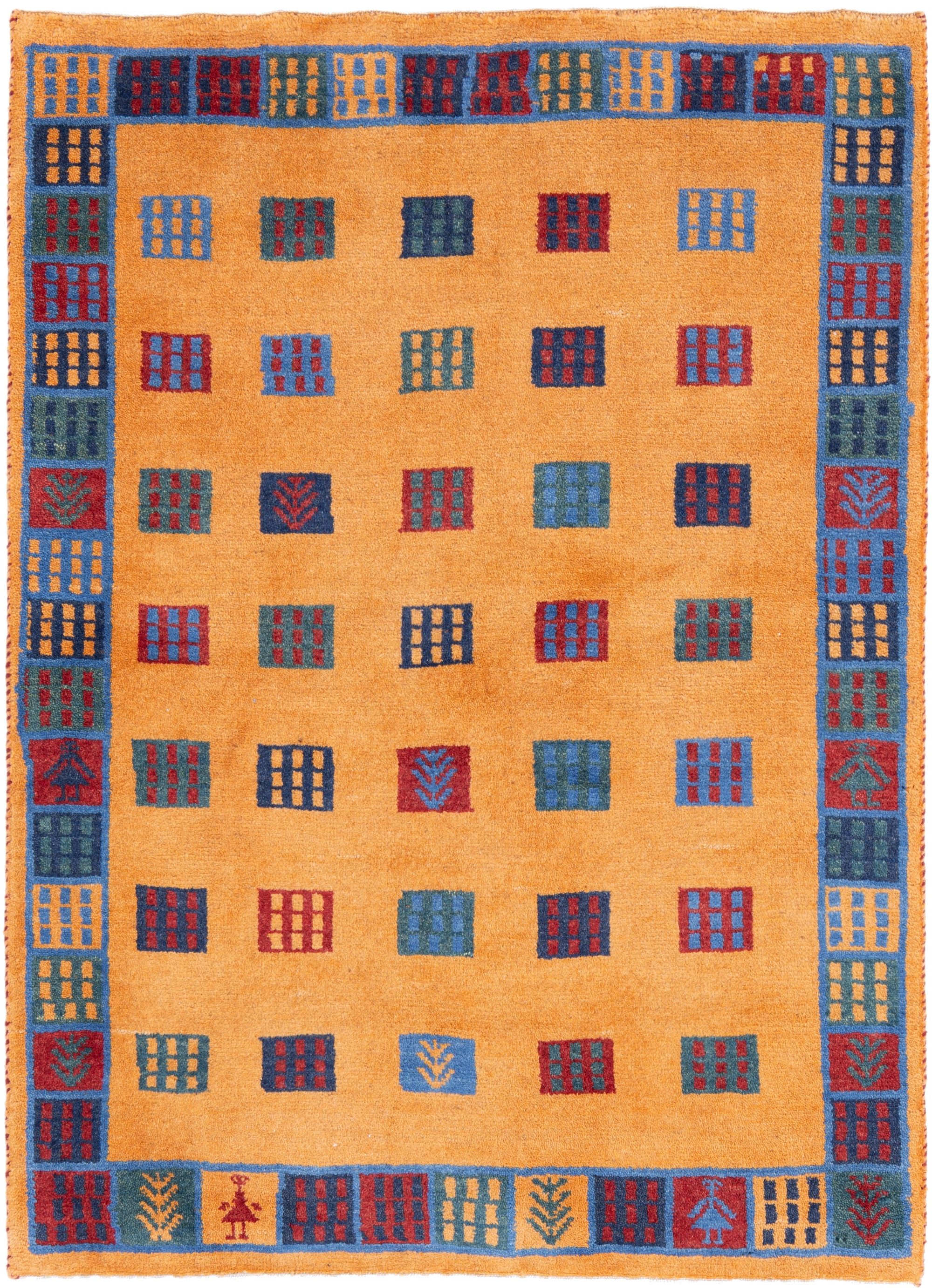 CABBEL Wollteppich Premium Perser Gabbeh Teppich Gold 96x132 cm, Rechteckig, Höhe: 20 mm, Handgeknüpftes Unikat aus 100% Wolle – langlebig und natürlich
