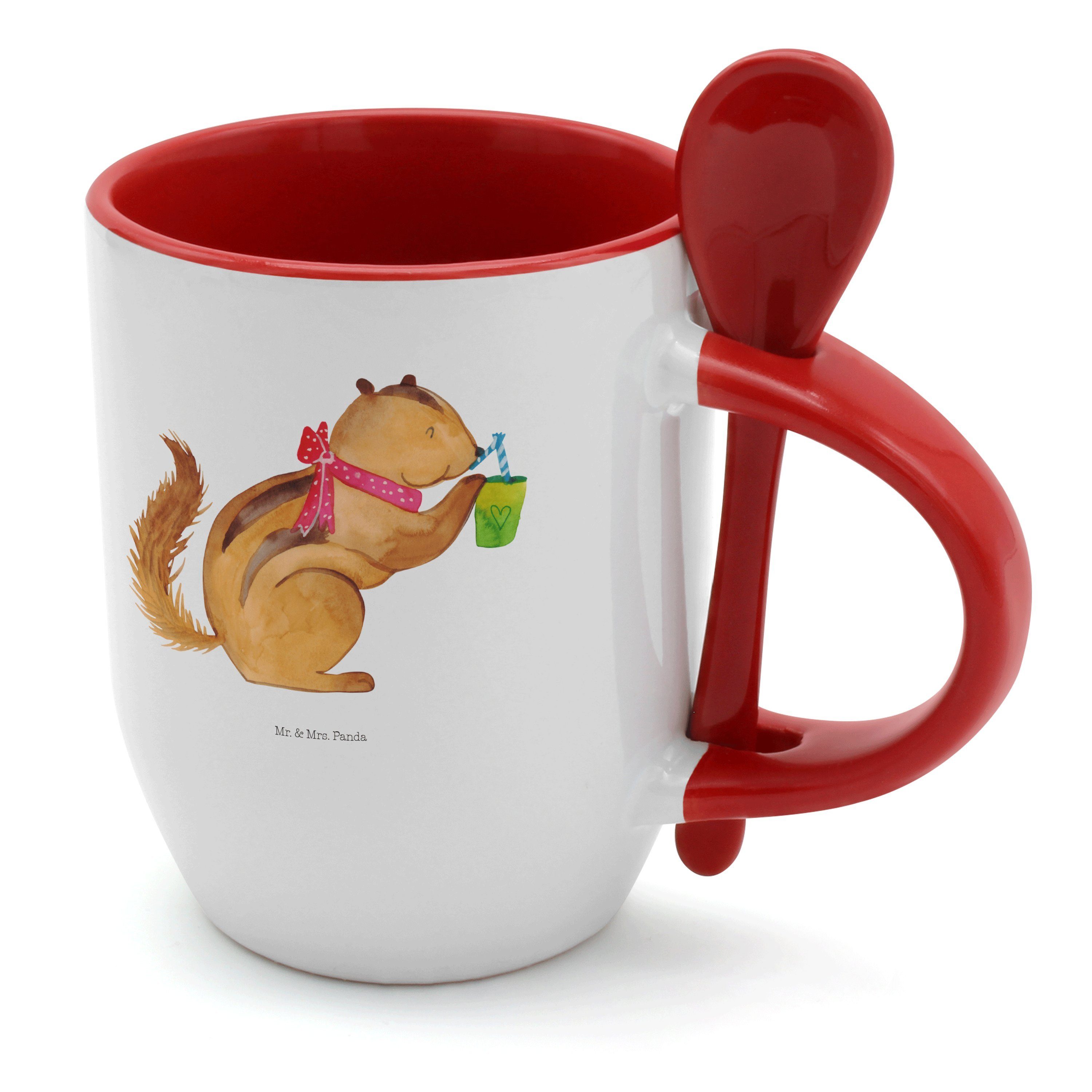 Mr. & Mrs. Panda Tasse Eichhörnchen Smoothie - Weiß - Geschenk, Tasse mit Spruch, Diät, Kaff, Keramik
