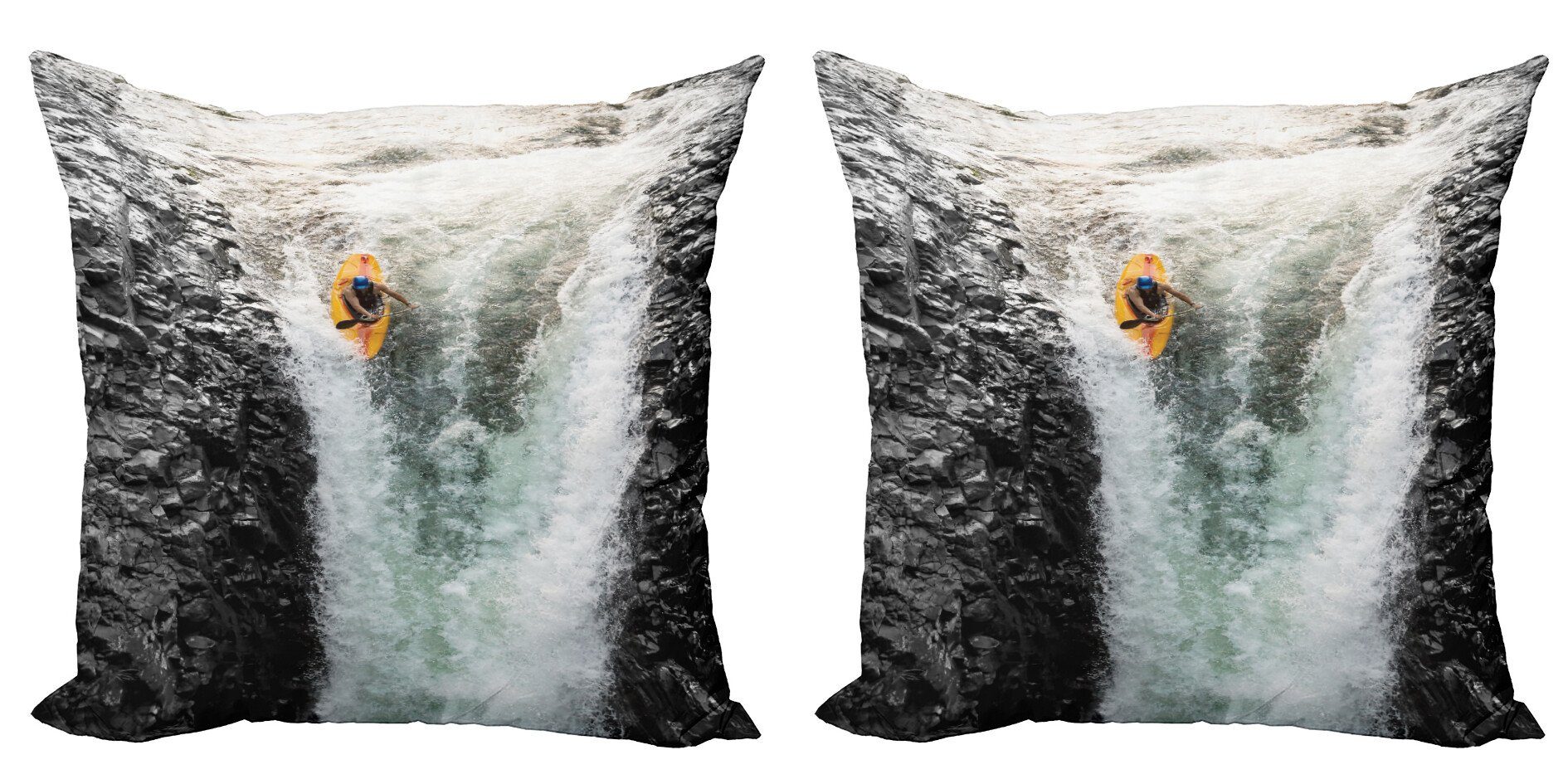Stück), Abakuhaus Kanu Bunt Kissenbezüge (2 Accent Wasserfall Digitaldruck, Cliffs Modern Doppelseitiger