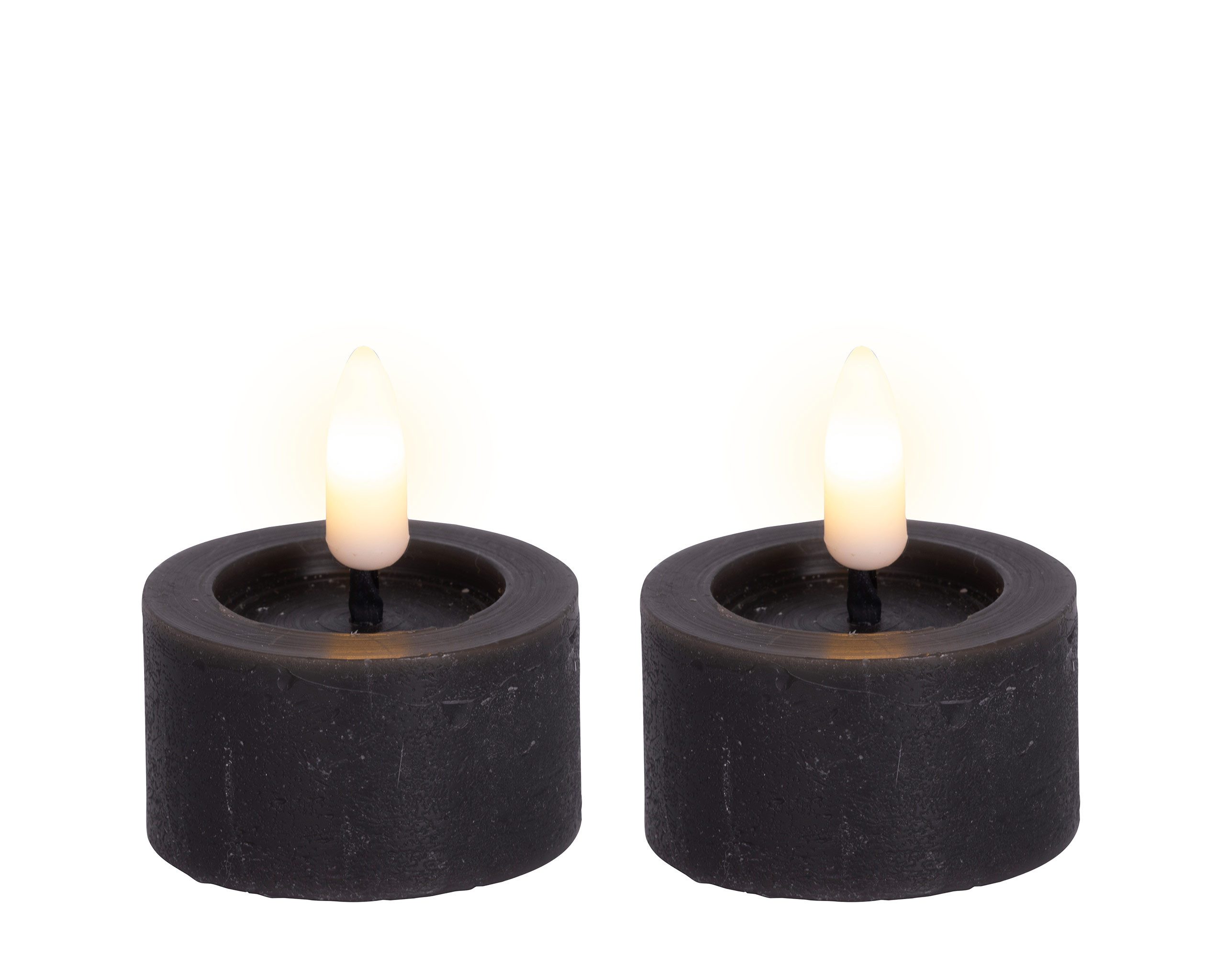 Lumineo LED-Kerze, LED Teelichter mit Timer 4,4x5cm Wachs Grau / Warmweiß 2 günstig online kaufen