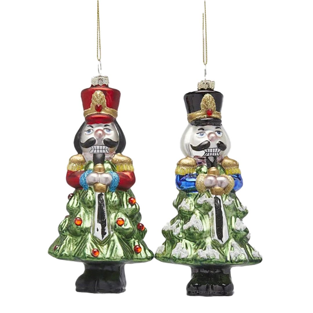 enzo de gasperi Christbaumschmuck Weihnachtsschmuck - 2 Nussknackerfiguren - Glas H 16,5