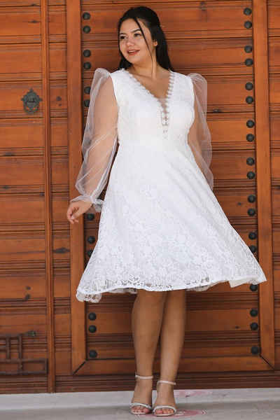 Modabout Abendkleid Damen Midikleid Sommerkleid für große Größen - NELB0588D5150EKR (1-tlg)