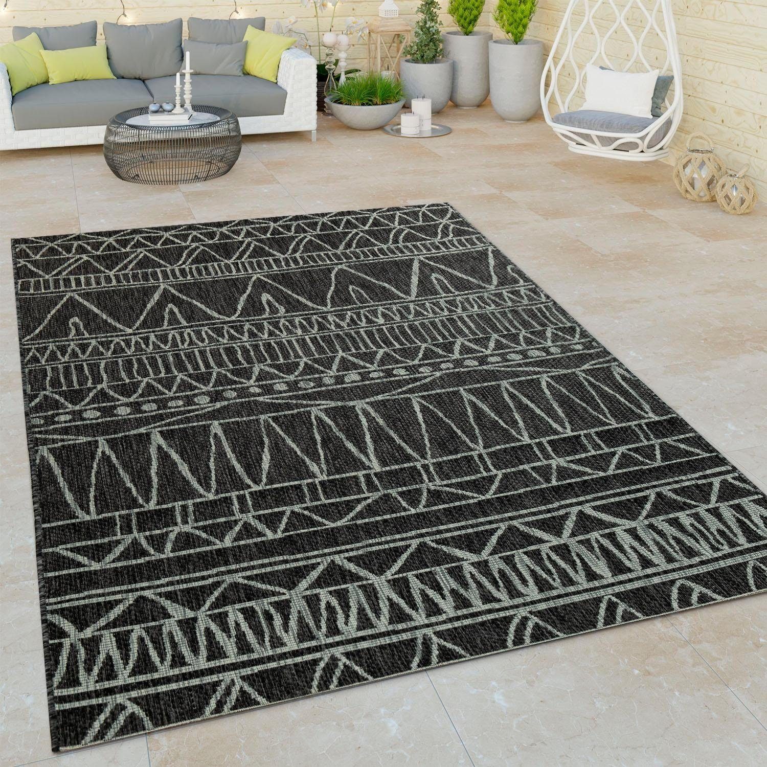 Teppich geeignet, Flachgewebe, Home, Illusion Paco Höhe: Outdoor Design, modernes mm, und UV-beständig 5 schwarz rechteckig, In- 321,