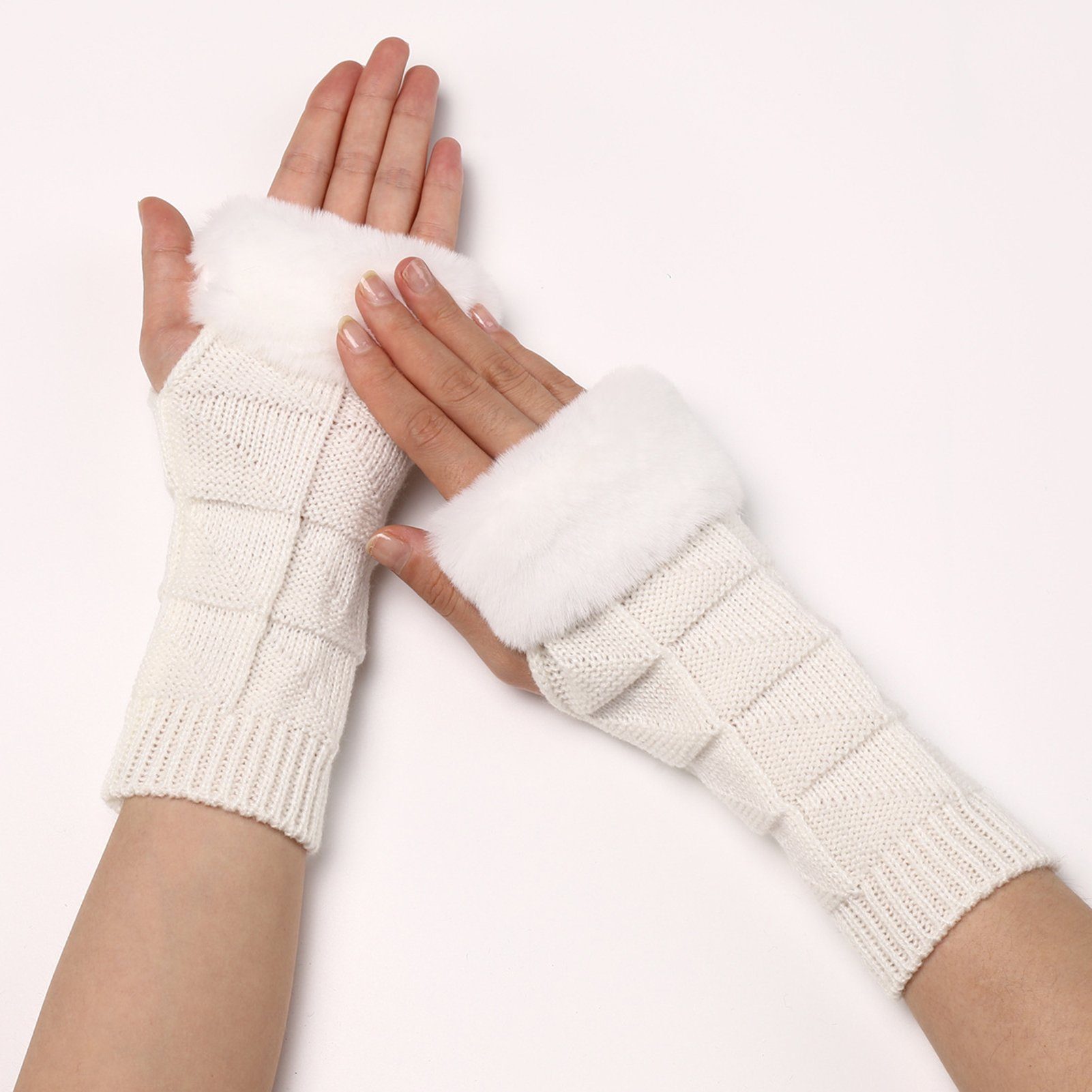 Handschuhe Ohne Dreiecksmuster Rutaqian 1 Mädchen Finger, Gestrickt, Strick Für Paar Strickhandschuhe Weicher Einfarbig, Handschuhe