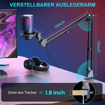DOPWii Mikrofon Gaming-Mikrofon PC mit Arm RGB, Mikrofon, für Streaming Podcast Studio, Mikrofon für PS4/PS5/MAC