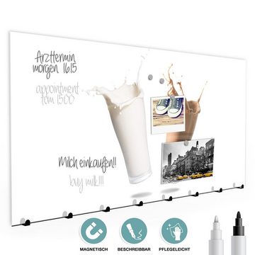 Primedeco Garderobenpaneel Magnetwand und Memoboard aus Glas Milch und Schokolade in Glas