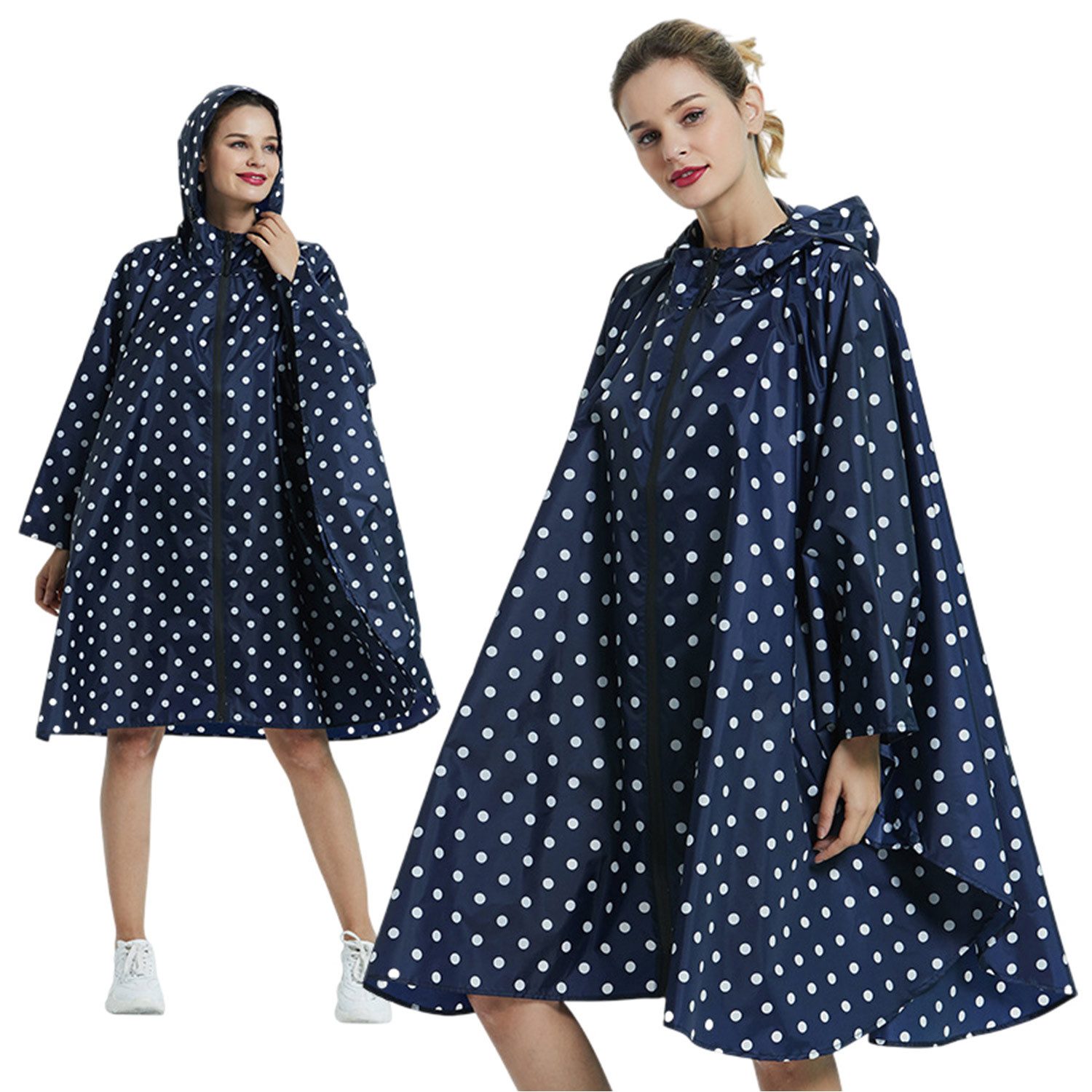 Refttenw Regenjacke Regen Poncho Jacke Mantel,Regencape mit Kapuze,Seitentaschen