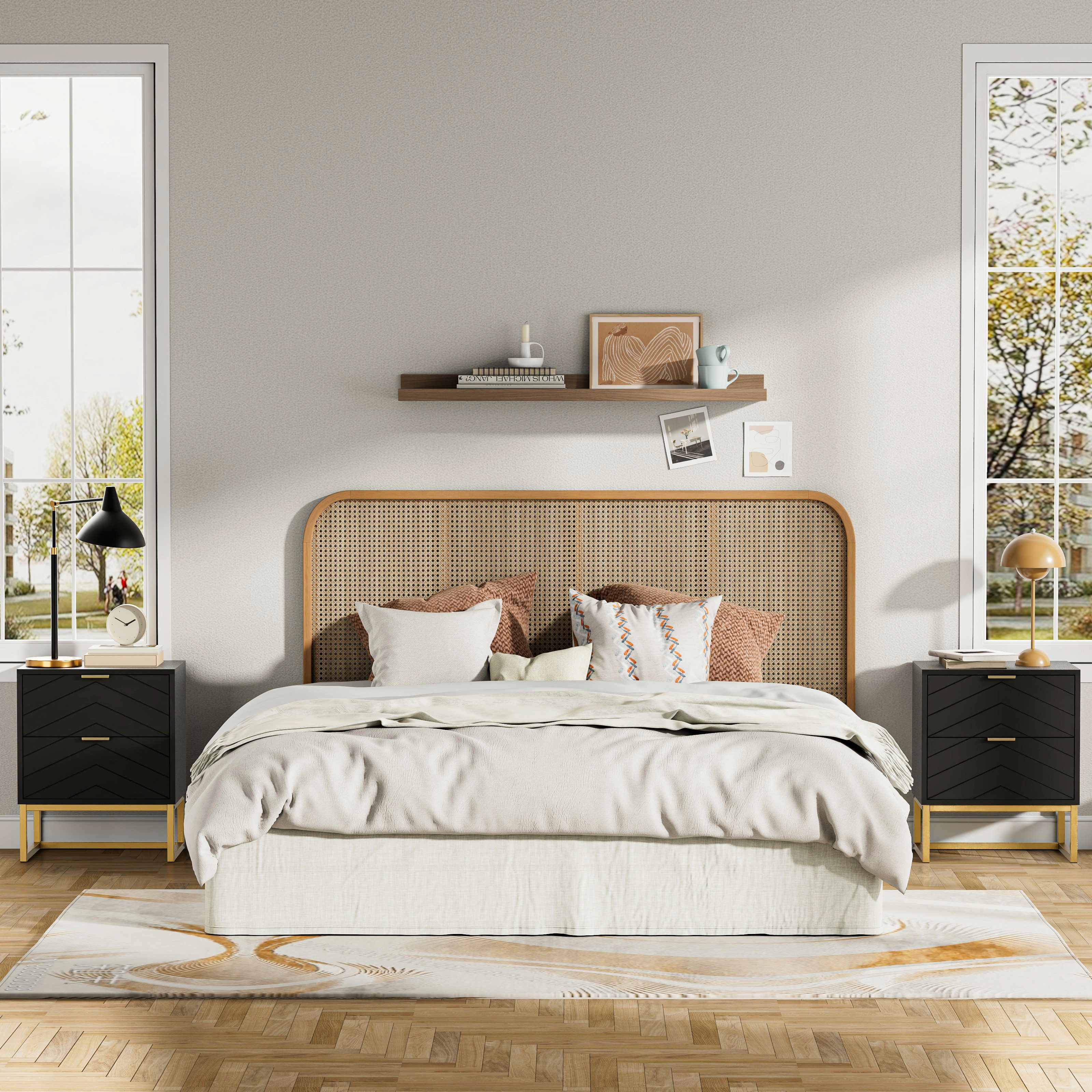 UEV Nachttisch 2er Set, Nachtkommode mit Schubladen (Nachtschrank mit 2 Schubladen für Kinderzimmer/Schlafzimmer/Wohnzimmer), kleine Beistelltisch Sofatisch mit Kippschutz