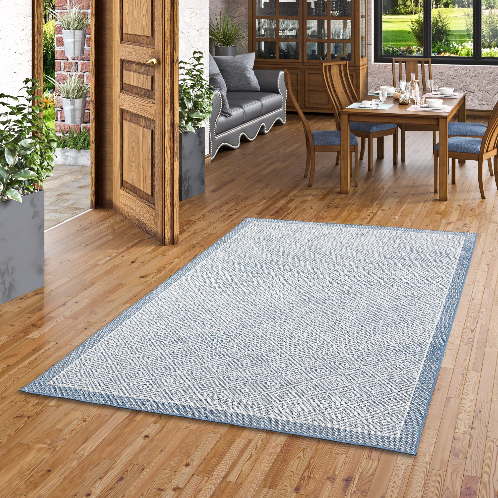Pergamon Outdoorteppich In & Outdoor Teppich Hampton Meliert, Rechteckig, Höhe: 4 mm