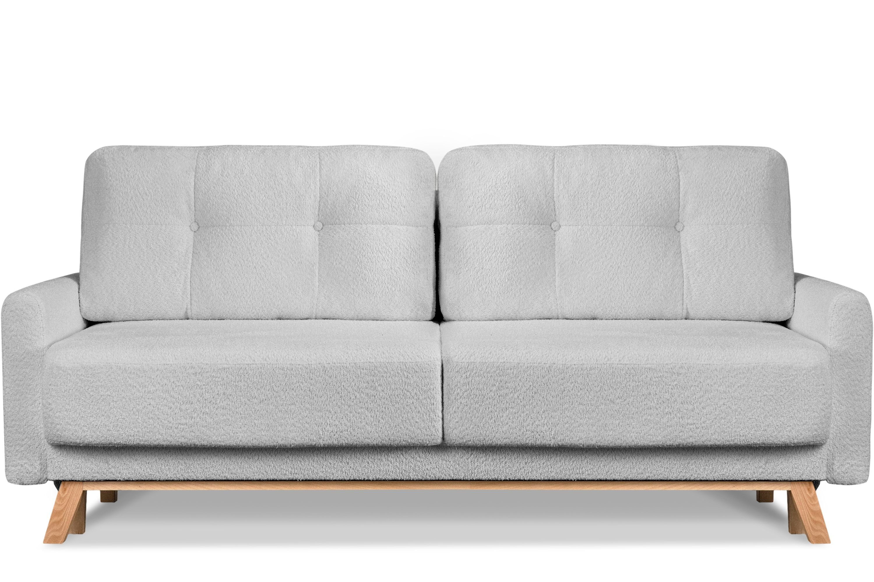 Konsimo Schlafsofa VISNA Sofa 3 Personen, ausziehbare Liegfläche 193×146 hellgrau | hellgrau | hellgrau