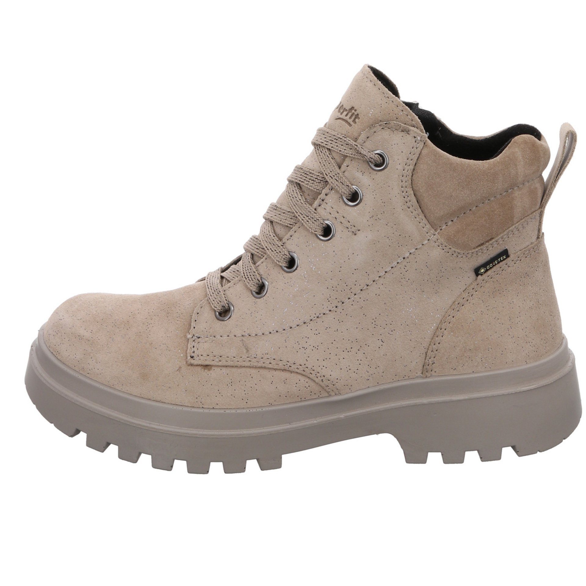 Schuhe BEIGE Superfit Schnürboots Stiefel Stiefelette Mädchen Veloursleder Abby