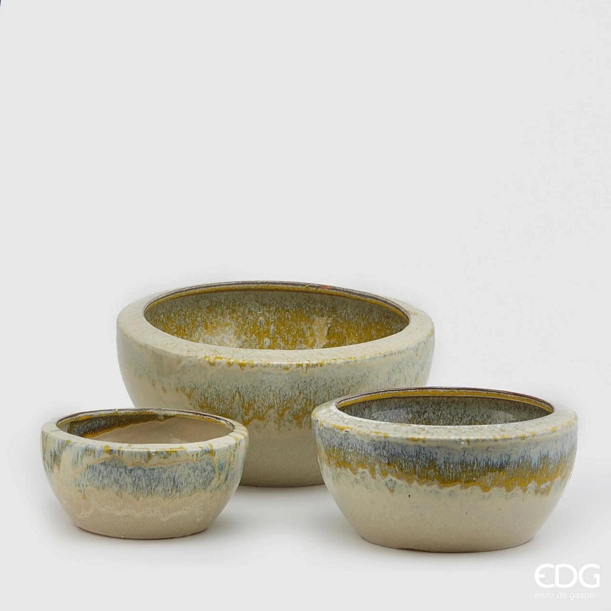 enzo de gasperi Pflanzschale 3er-Set mediterrane Pflanzschalen frostsicher - mit Batikeffekt