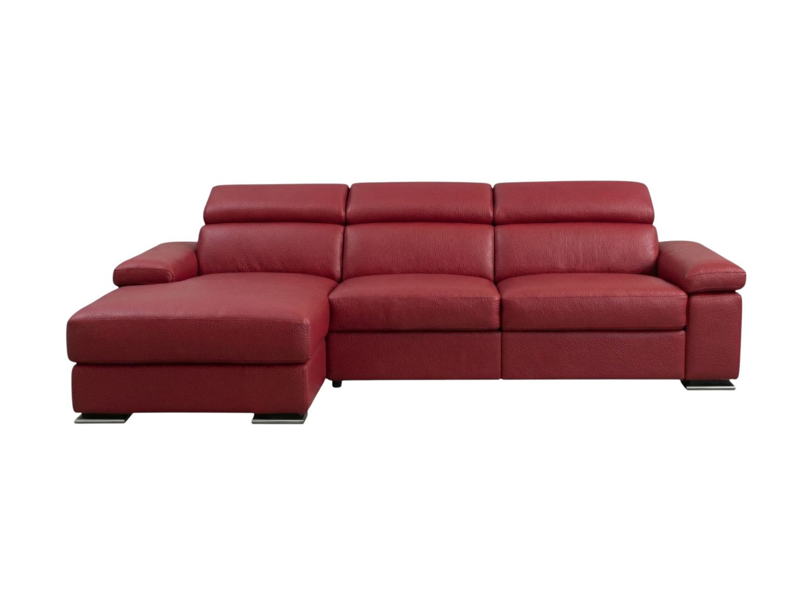 Villa Möbel Ecksofa Plutone, L-Form 1 Teile, Echtleder-Ecksofa mit Kopfteilverstellung fürs Wohnzimmer