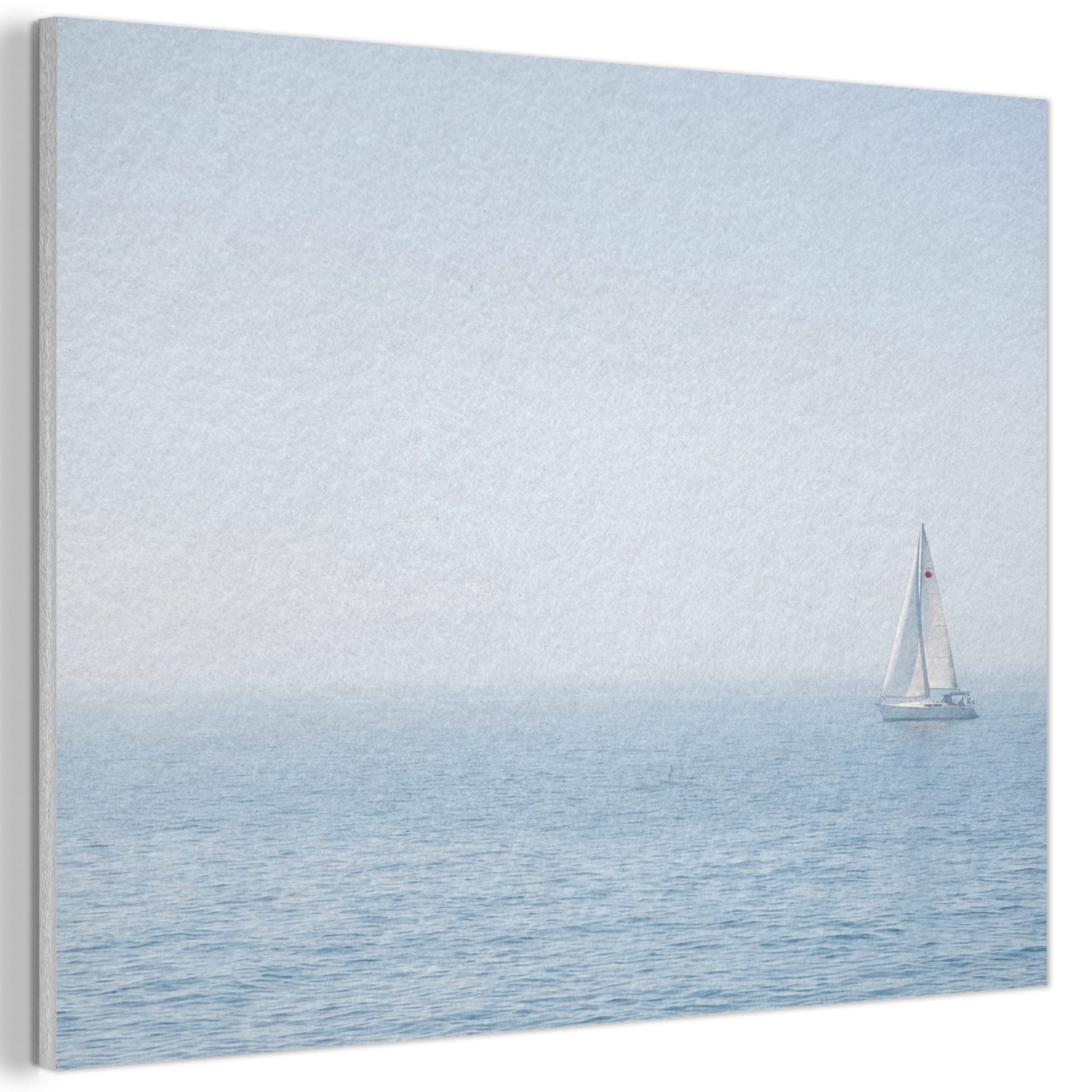 MuchoWow Gemälde Horizont - Segelboot - Meer, Fotodruck (1 St), Akustikpaneele PET-Filz, Akustikbild, Schalldämmung, Deko 40x30 cm