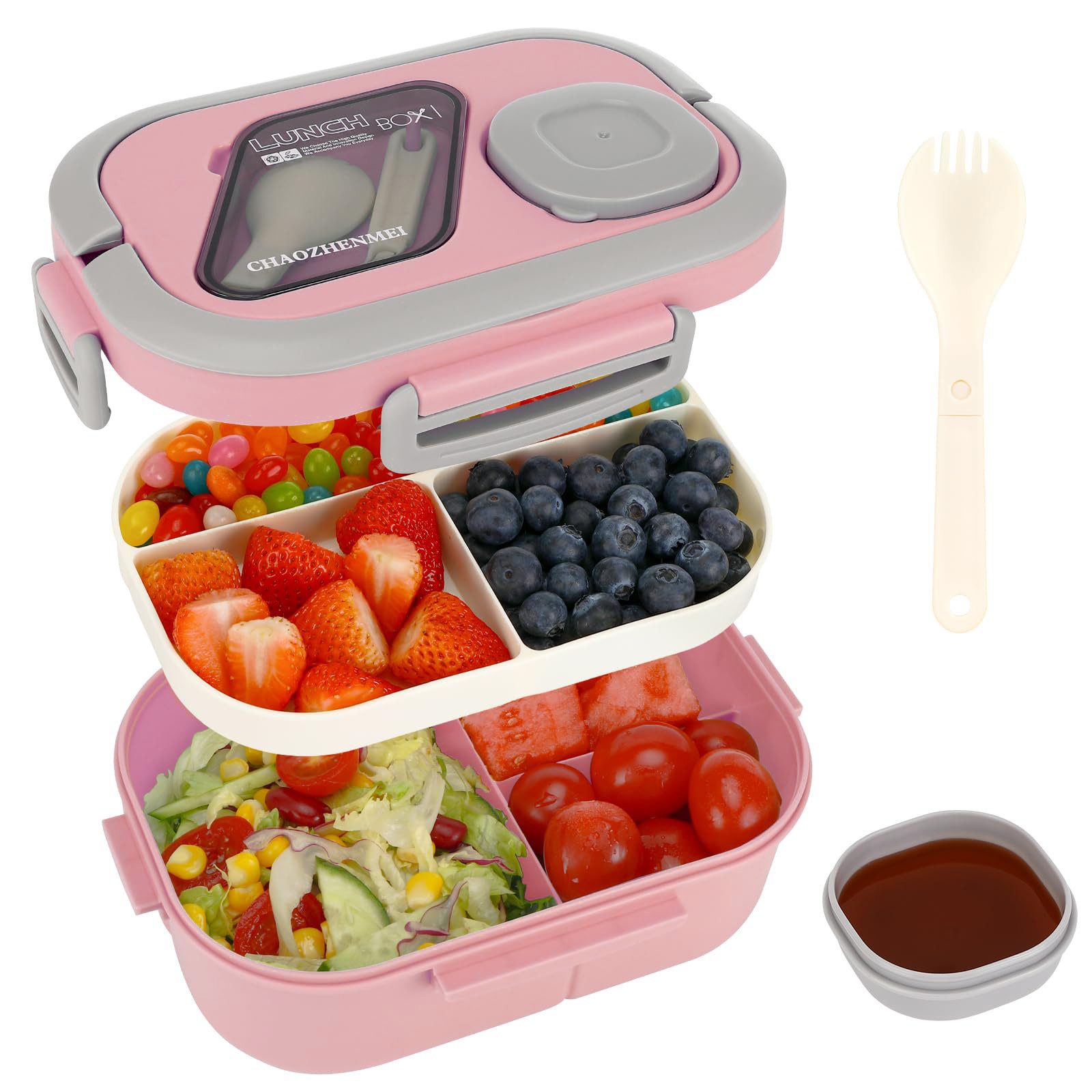Auledio Lunchbox Lunchbox mit Fächern, Bento Box für Mittagessen und Salat, mit Löffel, BPA-frei, für Erwachsene & Kinder, praktischer Mahlzeitenbehälter
