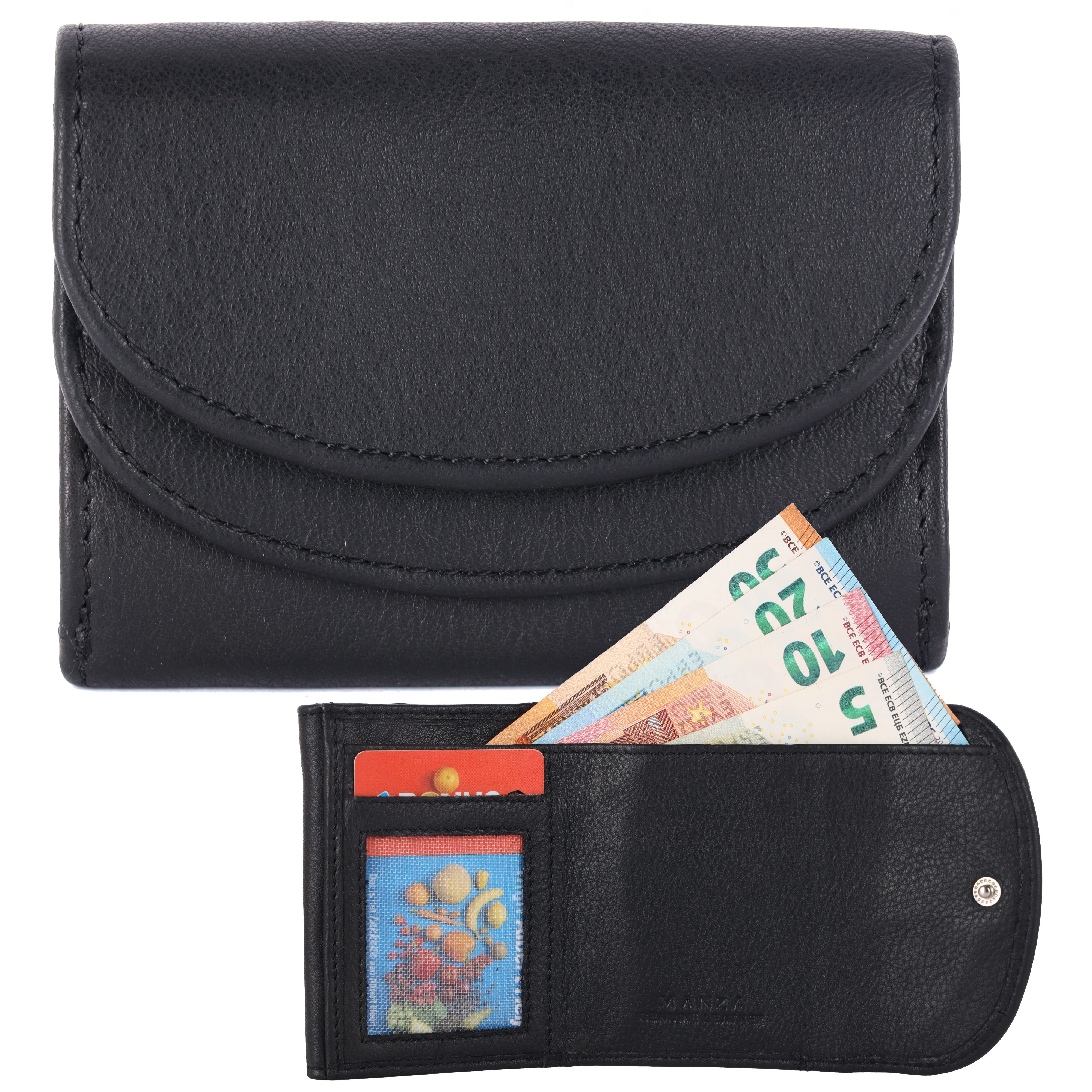 Manza Mini Geldbörse Mini Geldbörse Echt Leder Portemonnaie mit Münzfach Ge günstig online kaufen