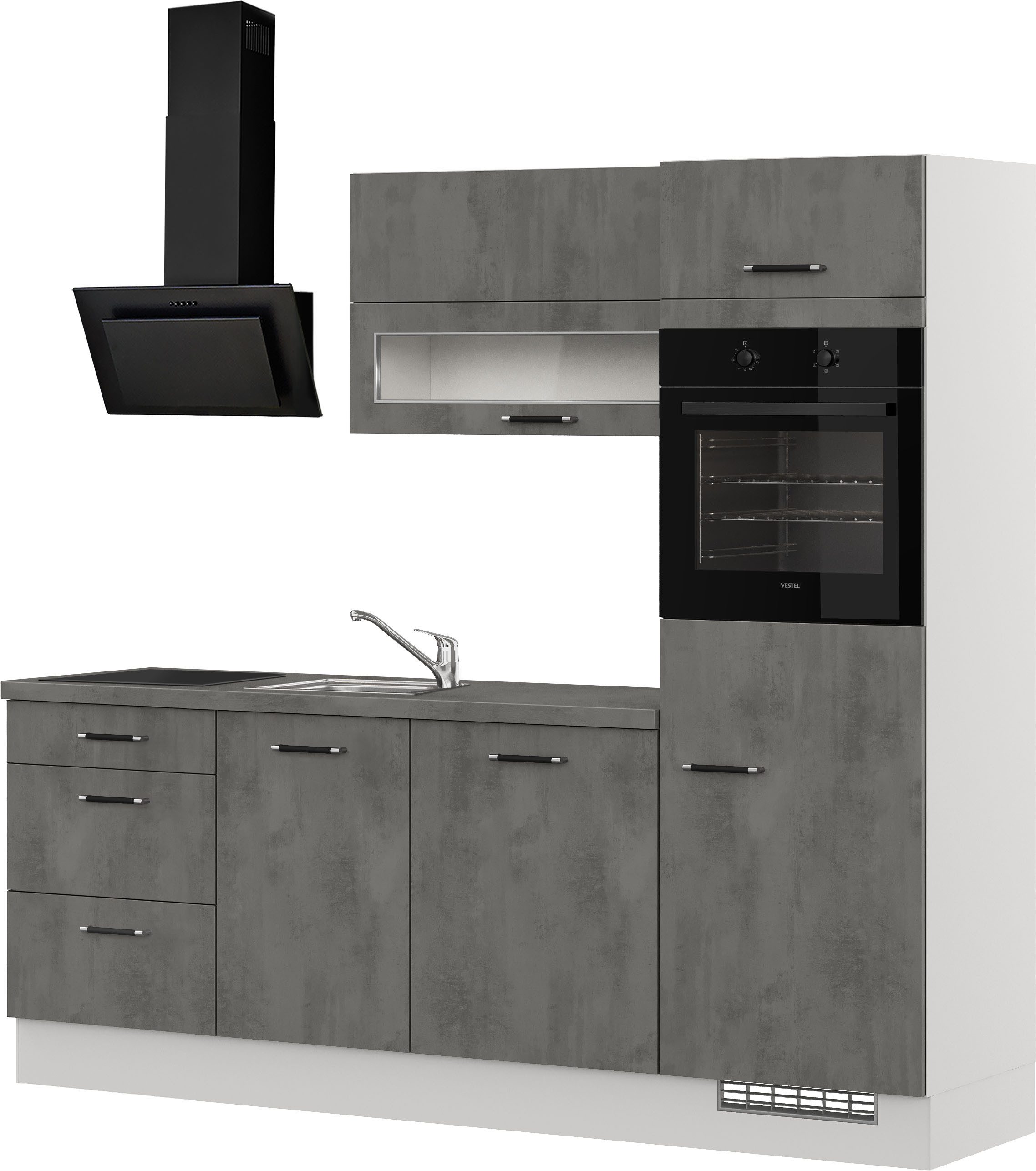 IMPULS KÜCHEN Küchenzeile Prag, Ausrichtung wählbar, Schubkästen mit Soft-Close, (Set), vormontiert, in verschiedenen Farben erhältlich, Breite 230 cm