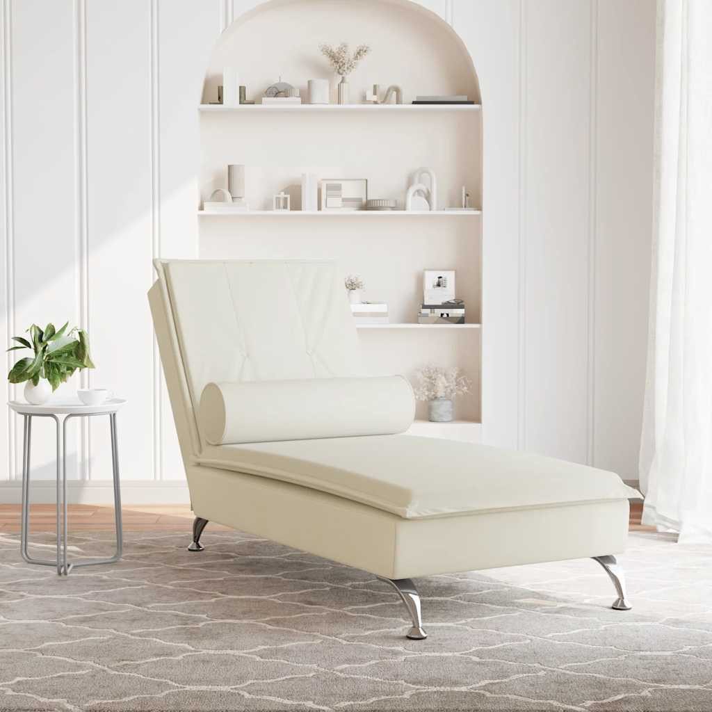vidaXL Chaiselongue Massage-Chaiselongue mit Nackenrolle Creme günstig online kaufen
